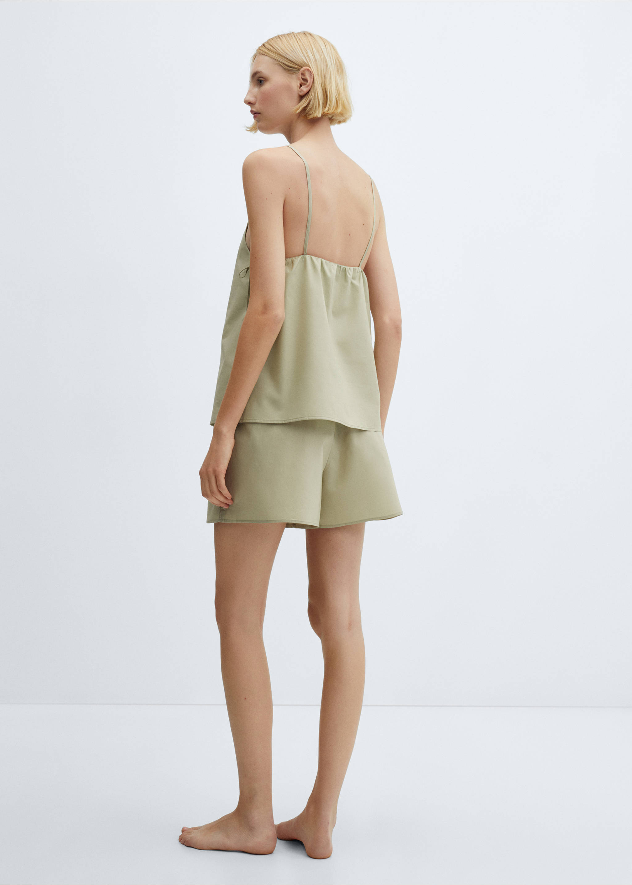 Cotton pyjama top - Reverse of the article, Khaki. Ref: 67076015-00.