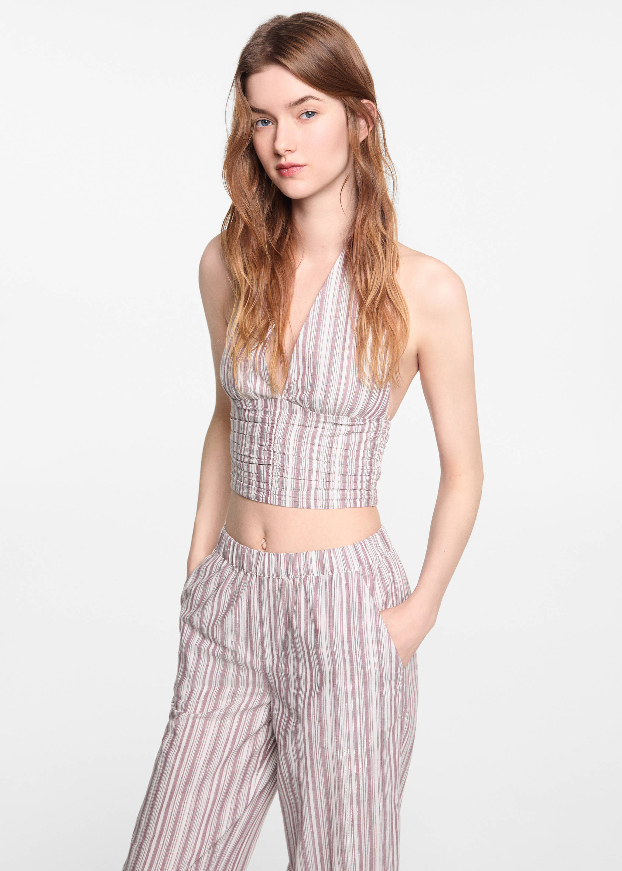 Straight striped trousers - Details of the article 1