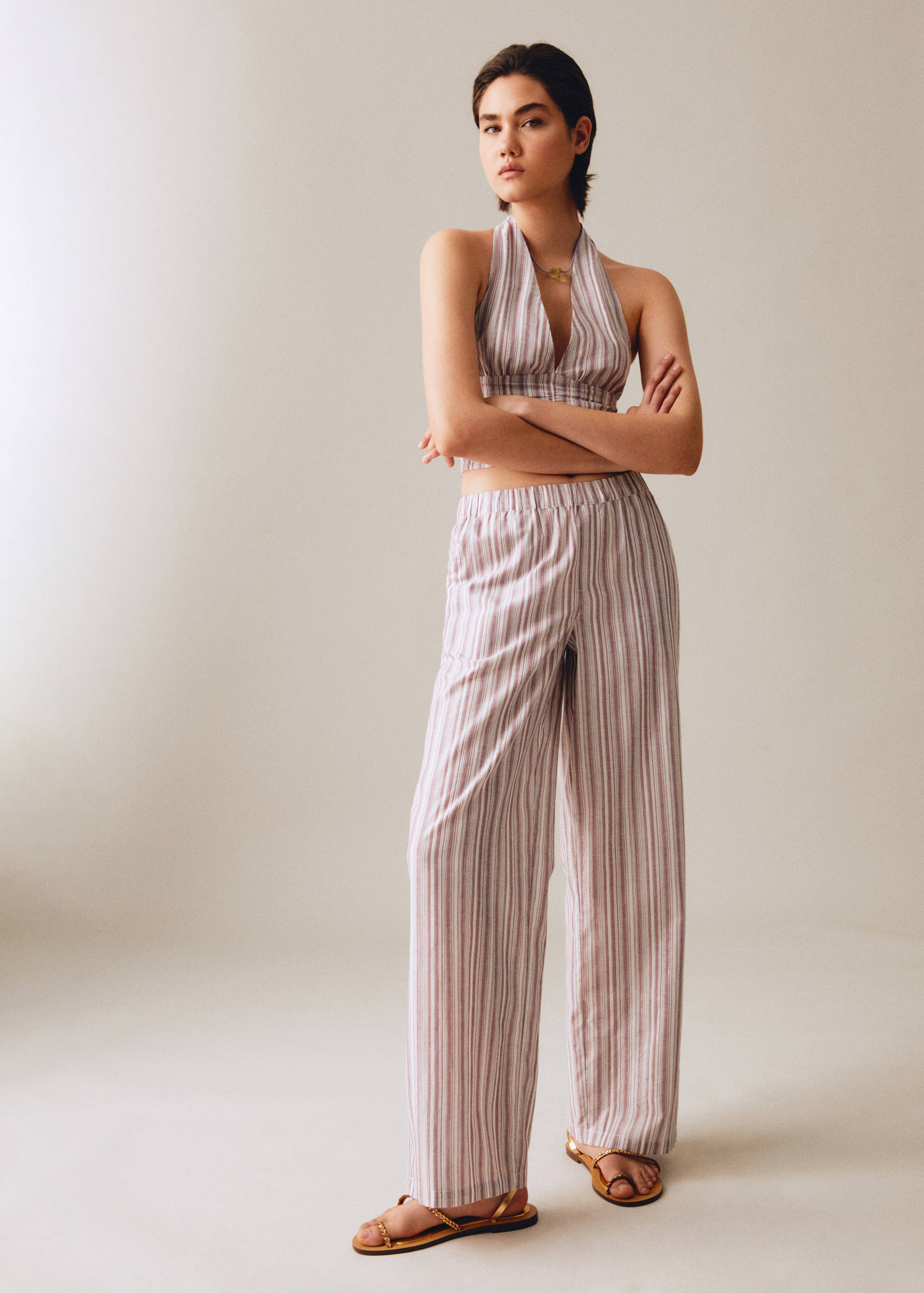 Straight striped trousers - Details of the article 5