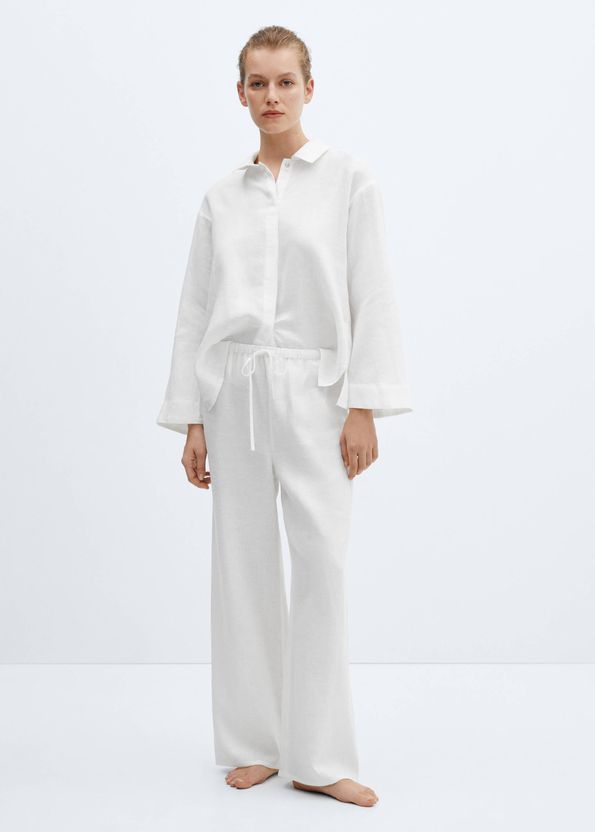 100% linen pyjama trousers - General plane