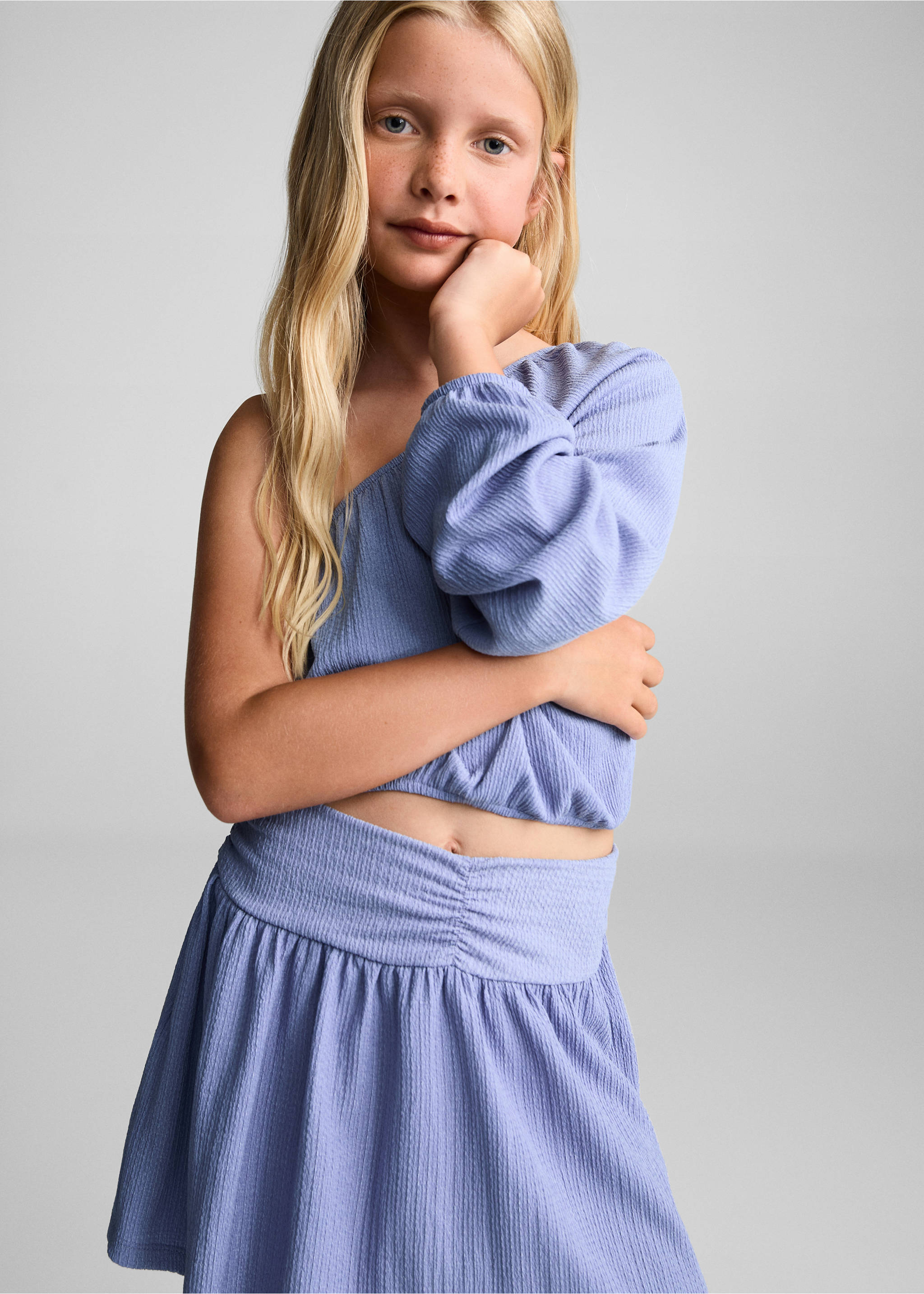 Ruched detail skirt - Medium plane, Blue. Ref: 67076055-00.