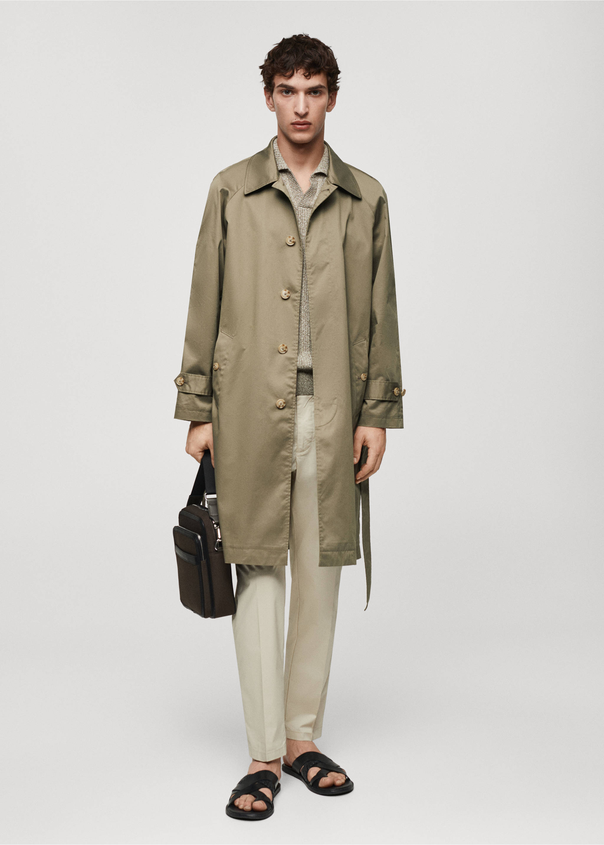 Belt cotton-blend trench - General plane, Khaki. Ref: 67076310-00.