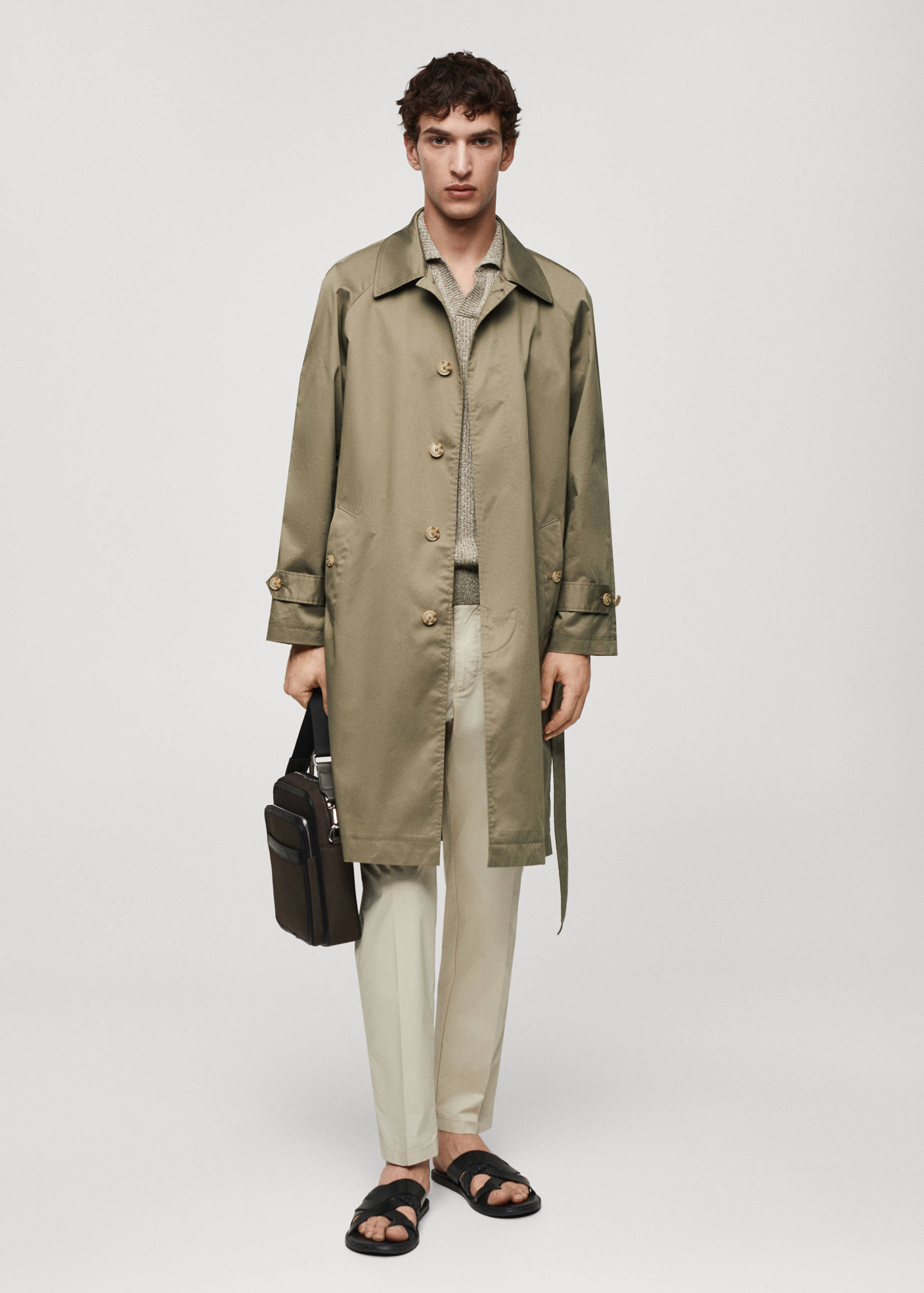 Belt cotton-blend trench - General plane