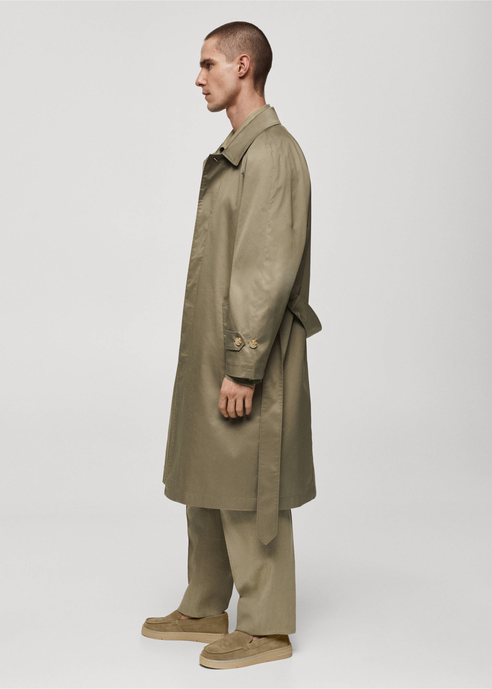 Belt cotton-blend trench - Details of the article 4, Khaki. Ref: 67076310-00.