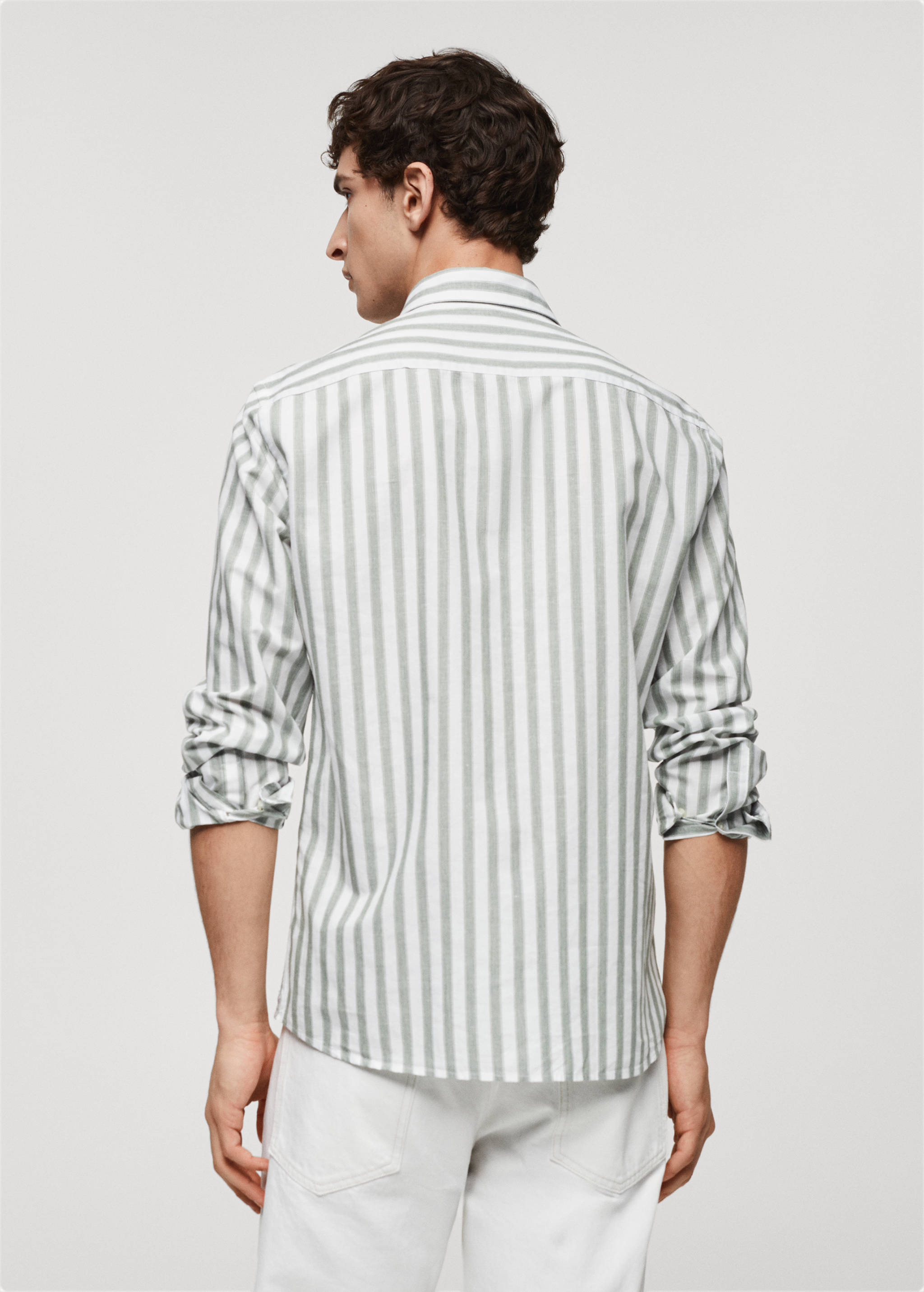 Camisa ratlles barreja tencel lli - Revers de l'article
