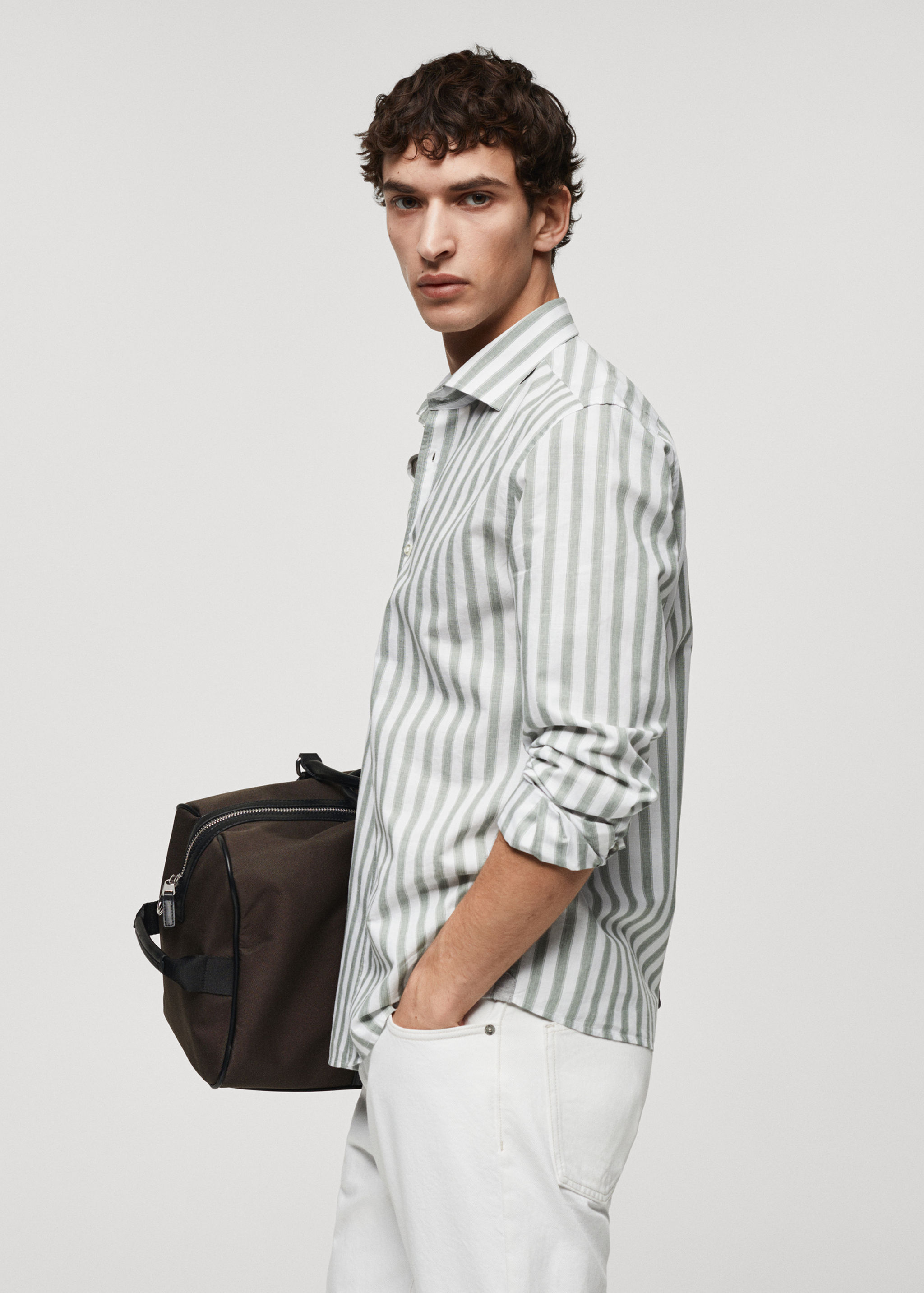Camisa ratlles barreja tencel lli - Detall de l'article 2