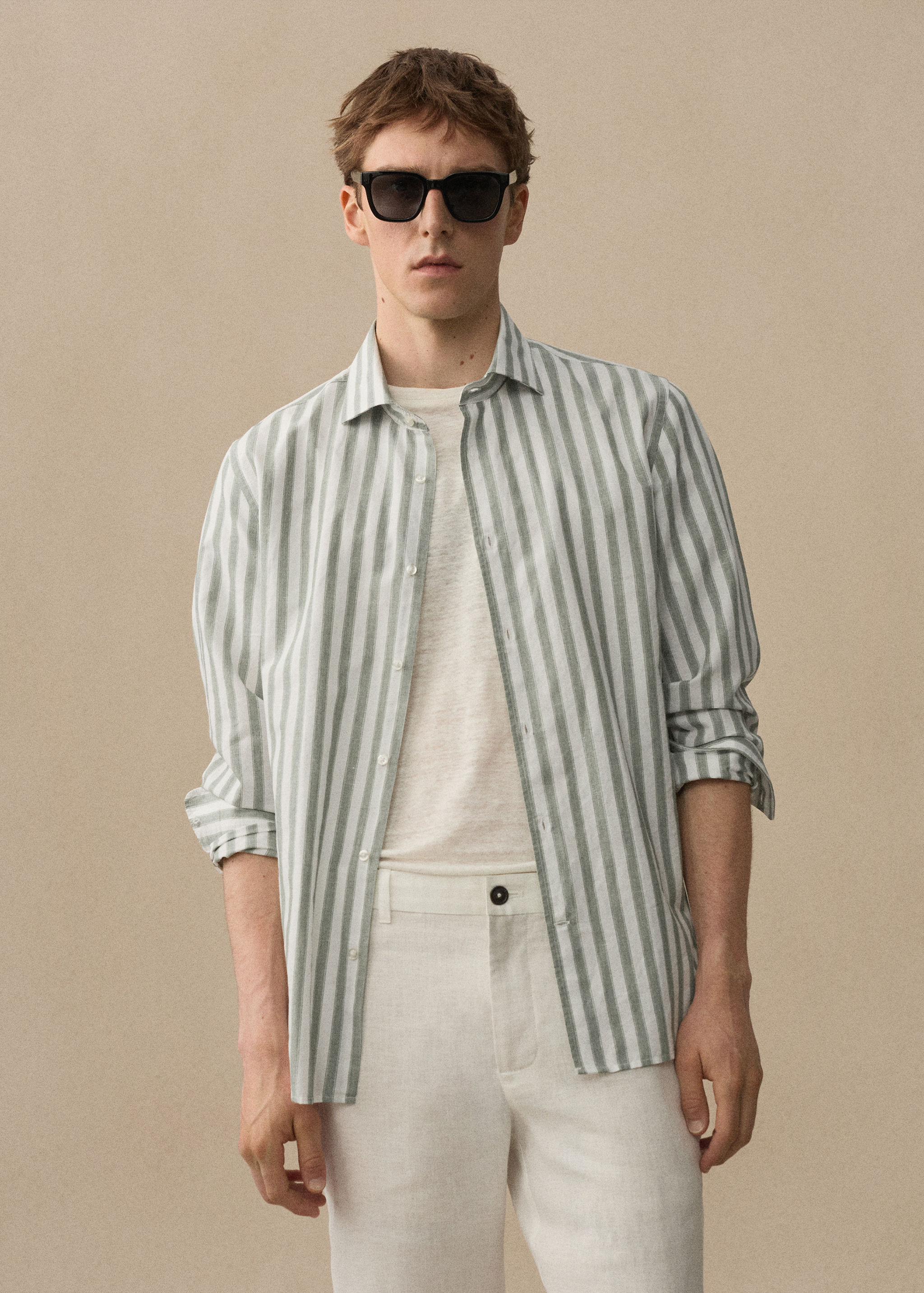 Camisa ratlles barreja tencel lli - Detall de l'article 3