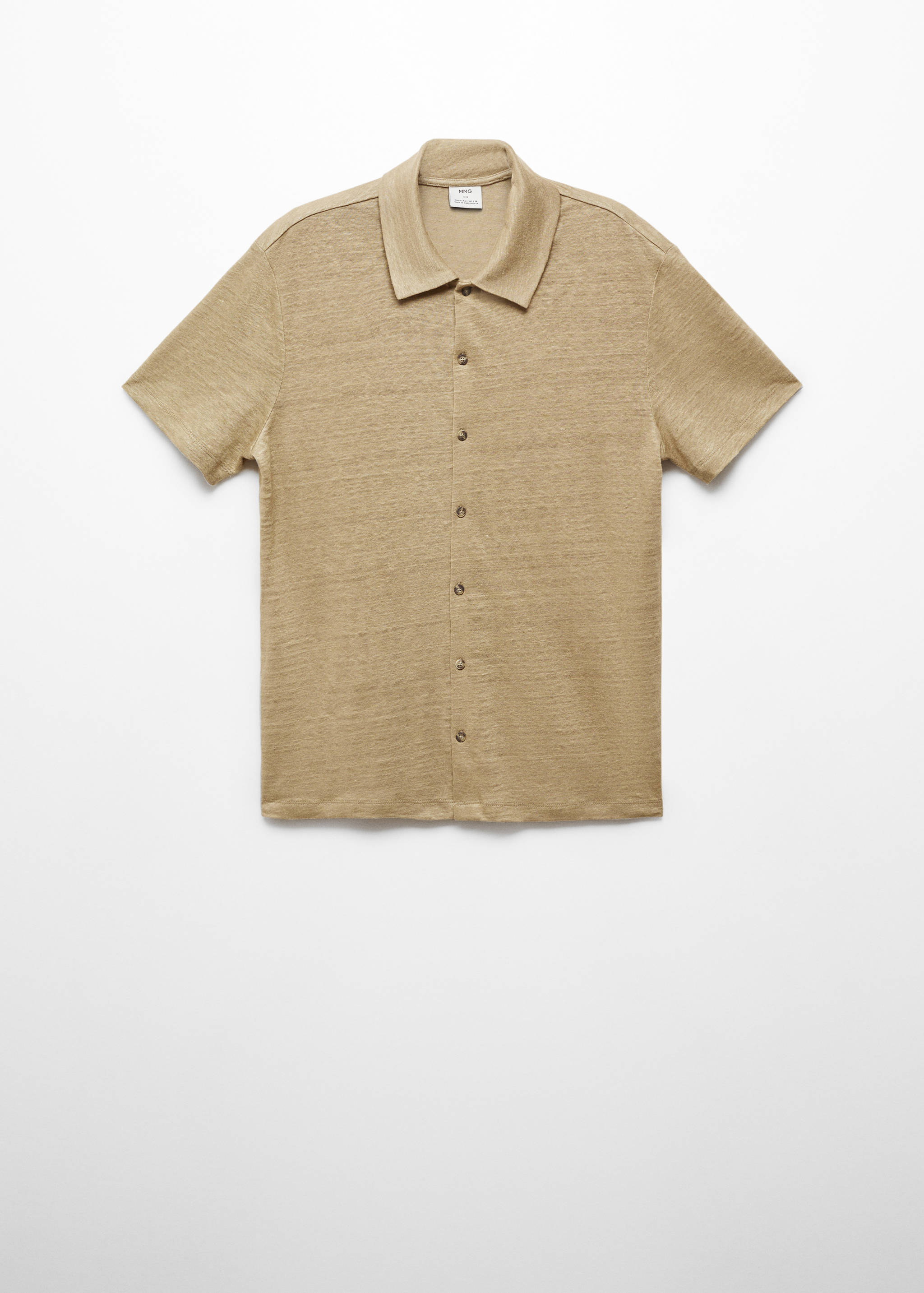 100% linen buttoned polo shirt - Article without model
