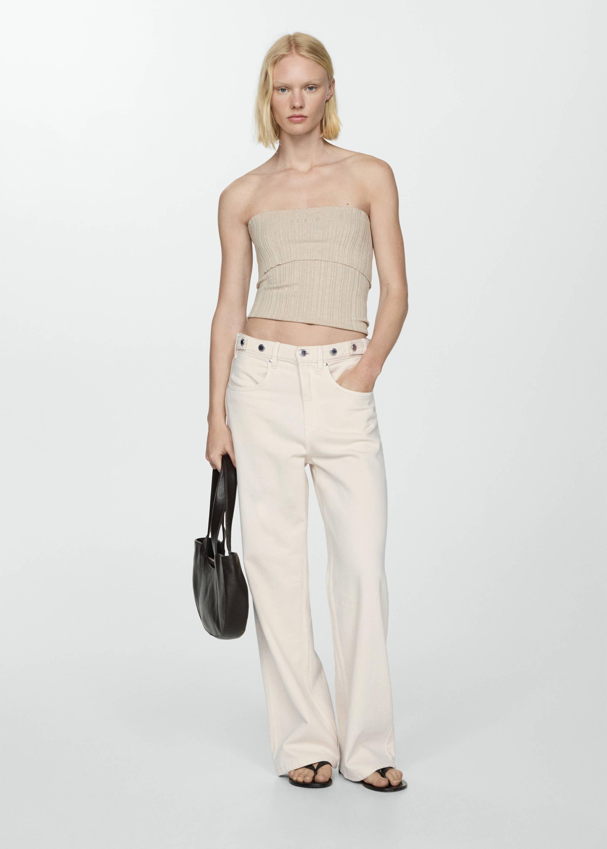 Wide leg jeans with multi-position buttons - General plane