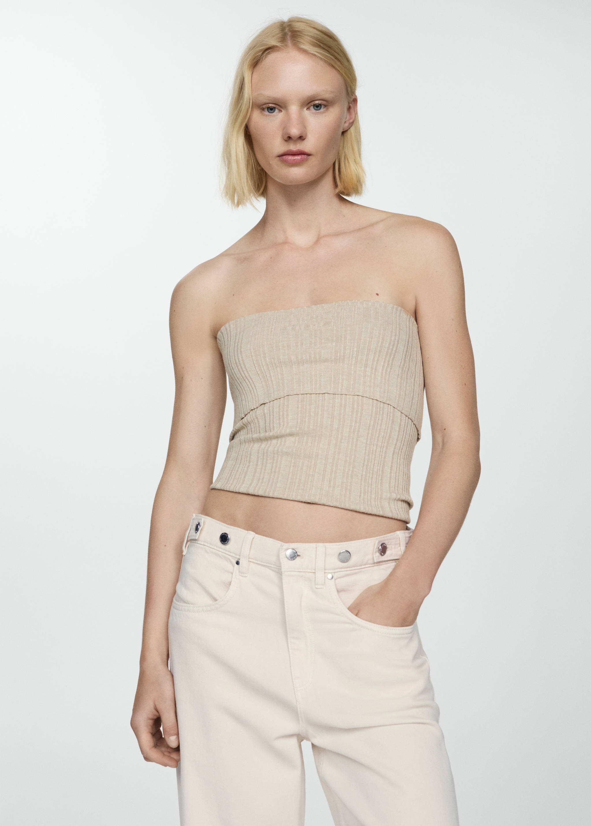 Wide leg jeans with multi-position buttons - Details of the article 1