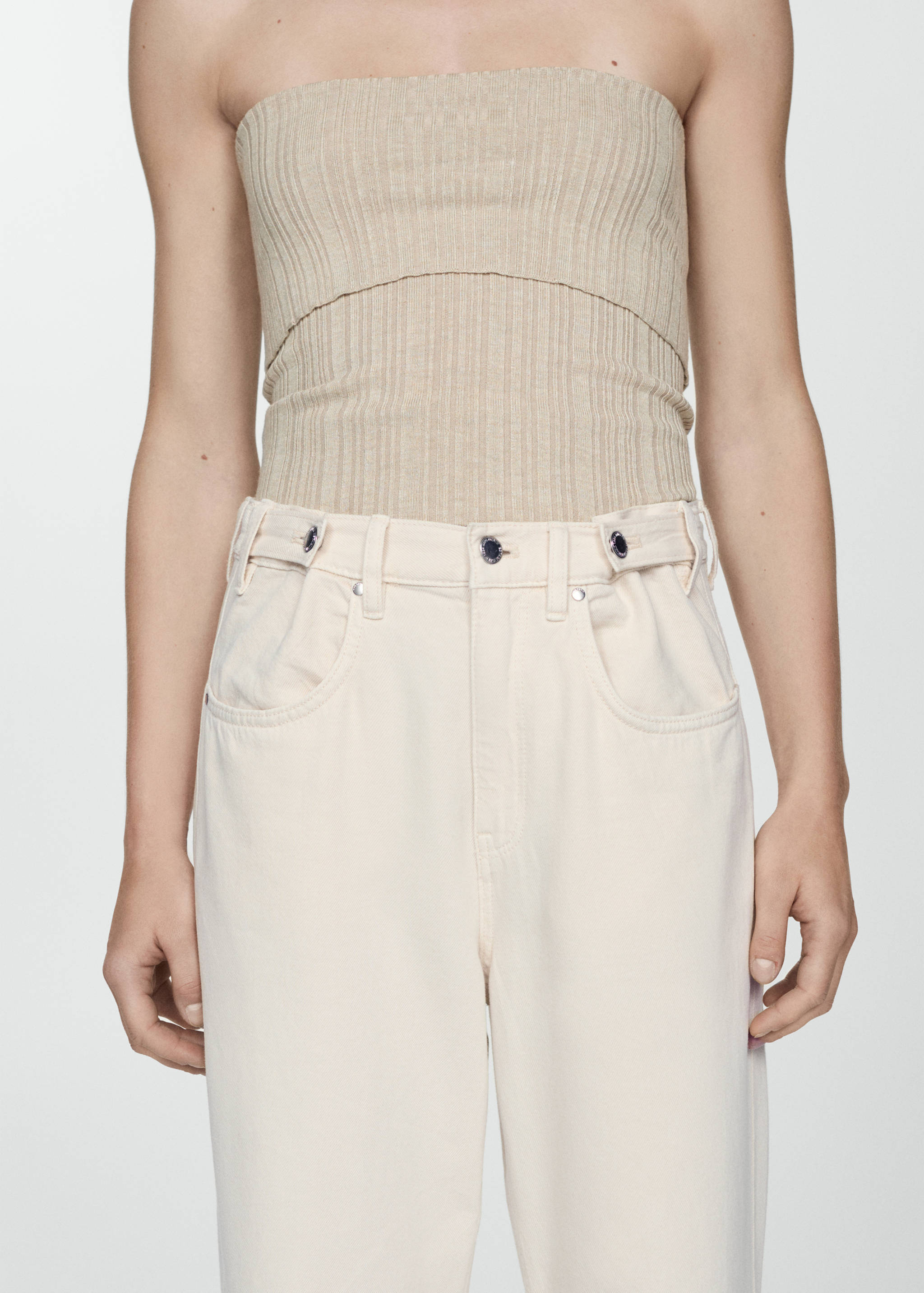 Wide leg jeans with multi-position buttons - Details of the article 4