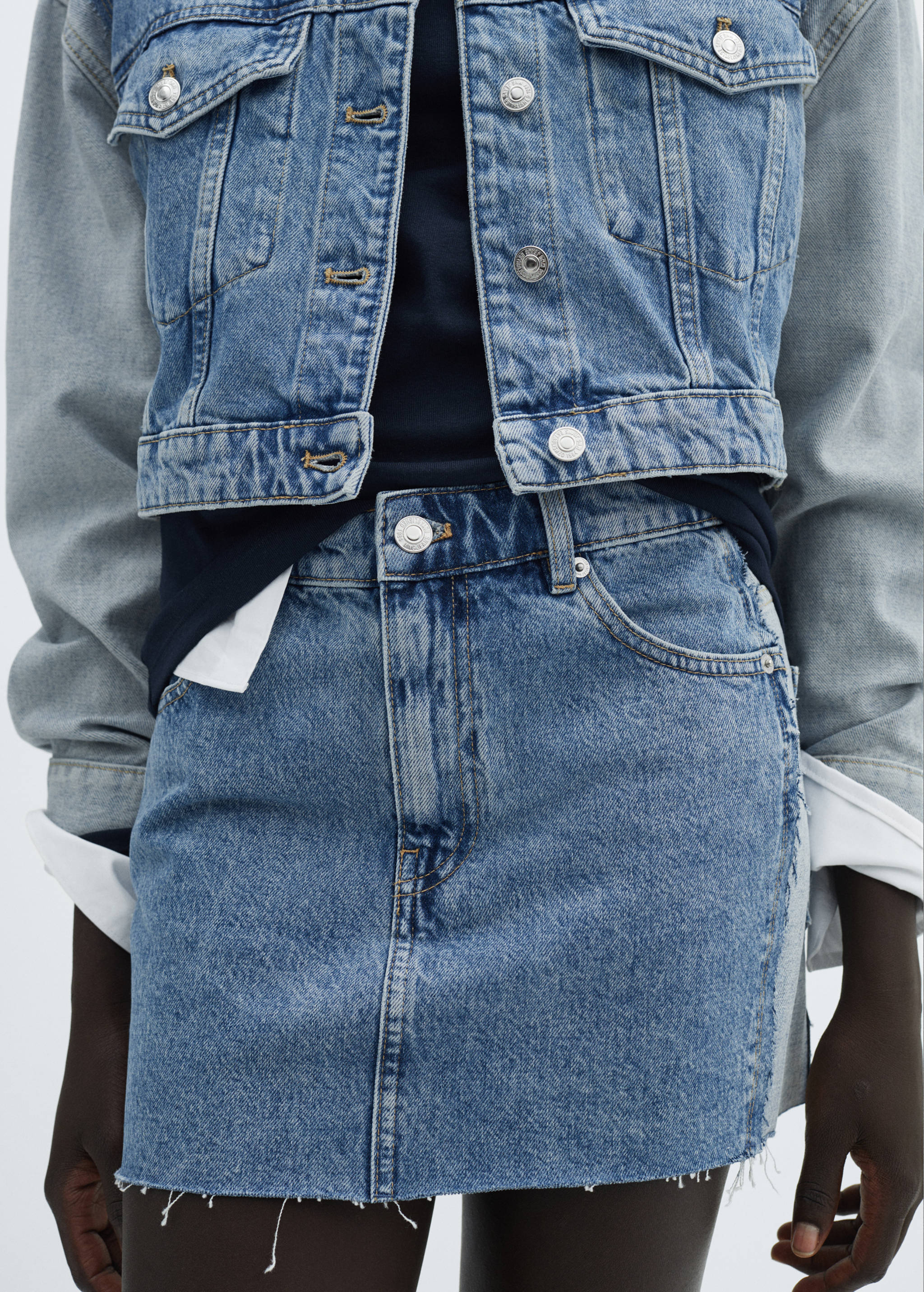 Two-tone denim mini-skirt - Medium plane