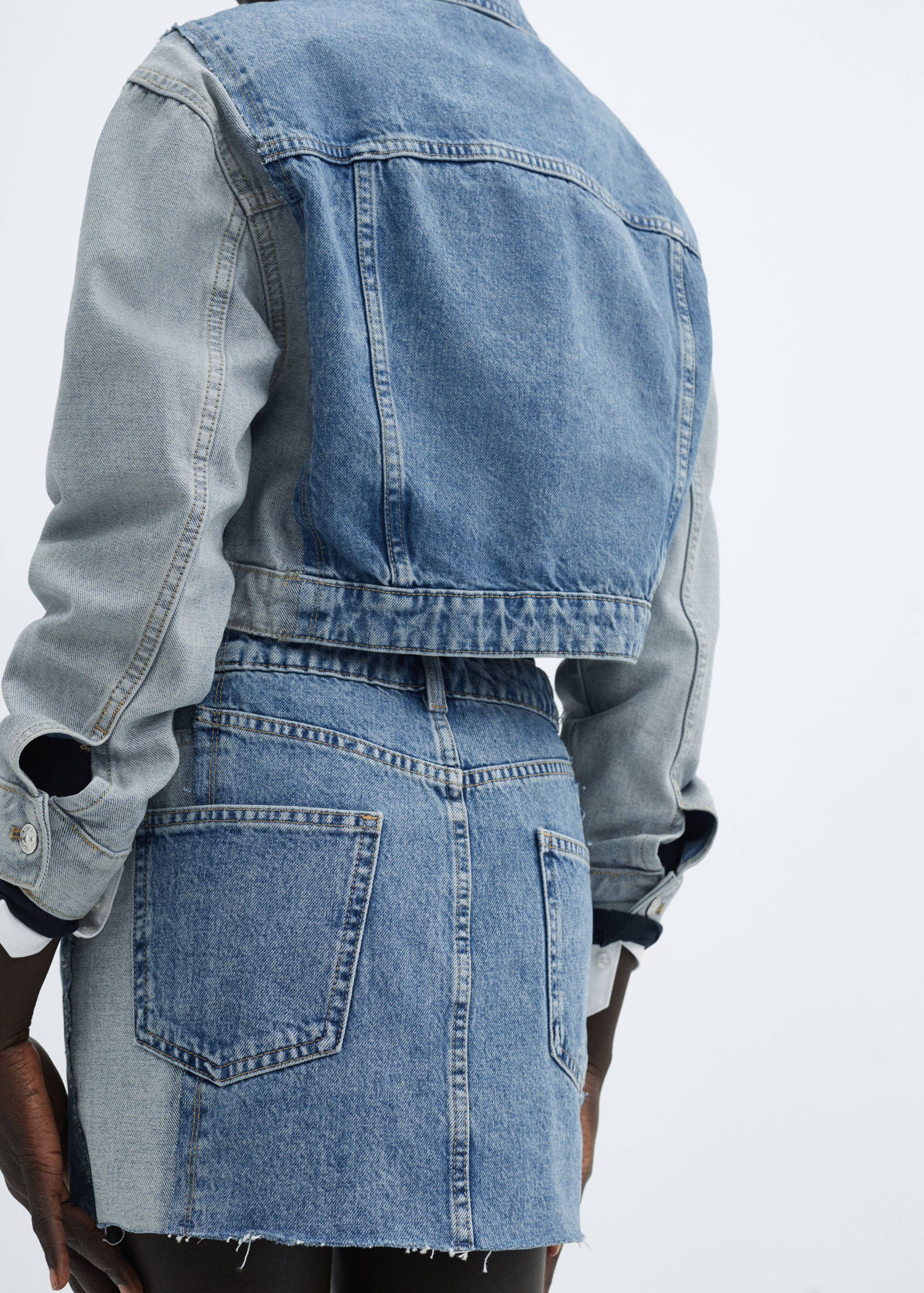Two-tone denim mini-skirt - Details of the article 6