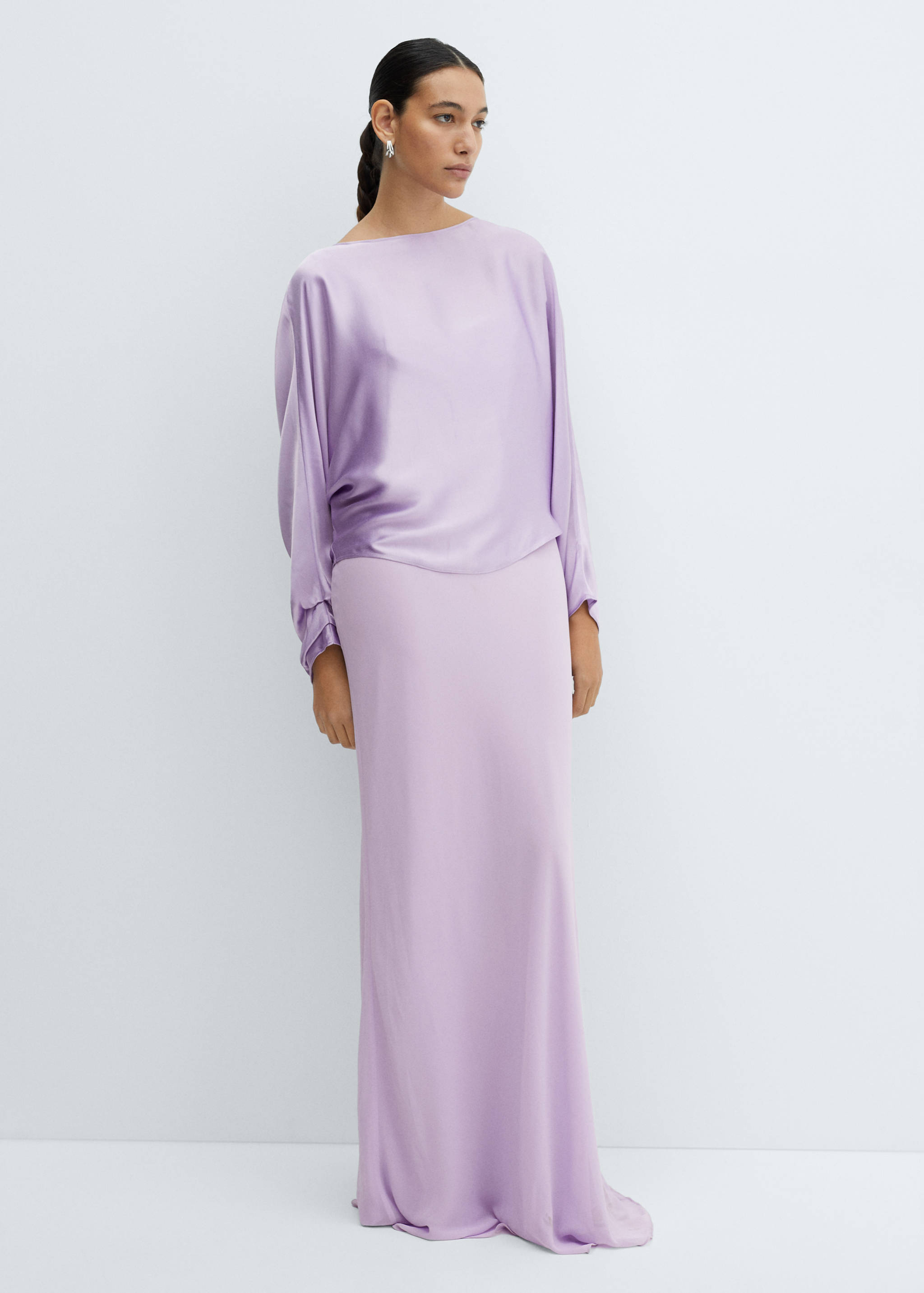 Satin cape-style blouse - General plane