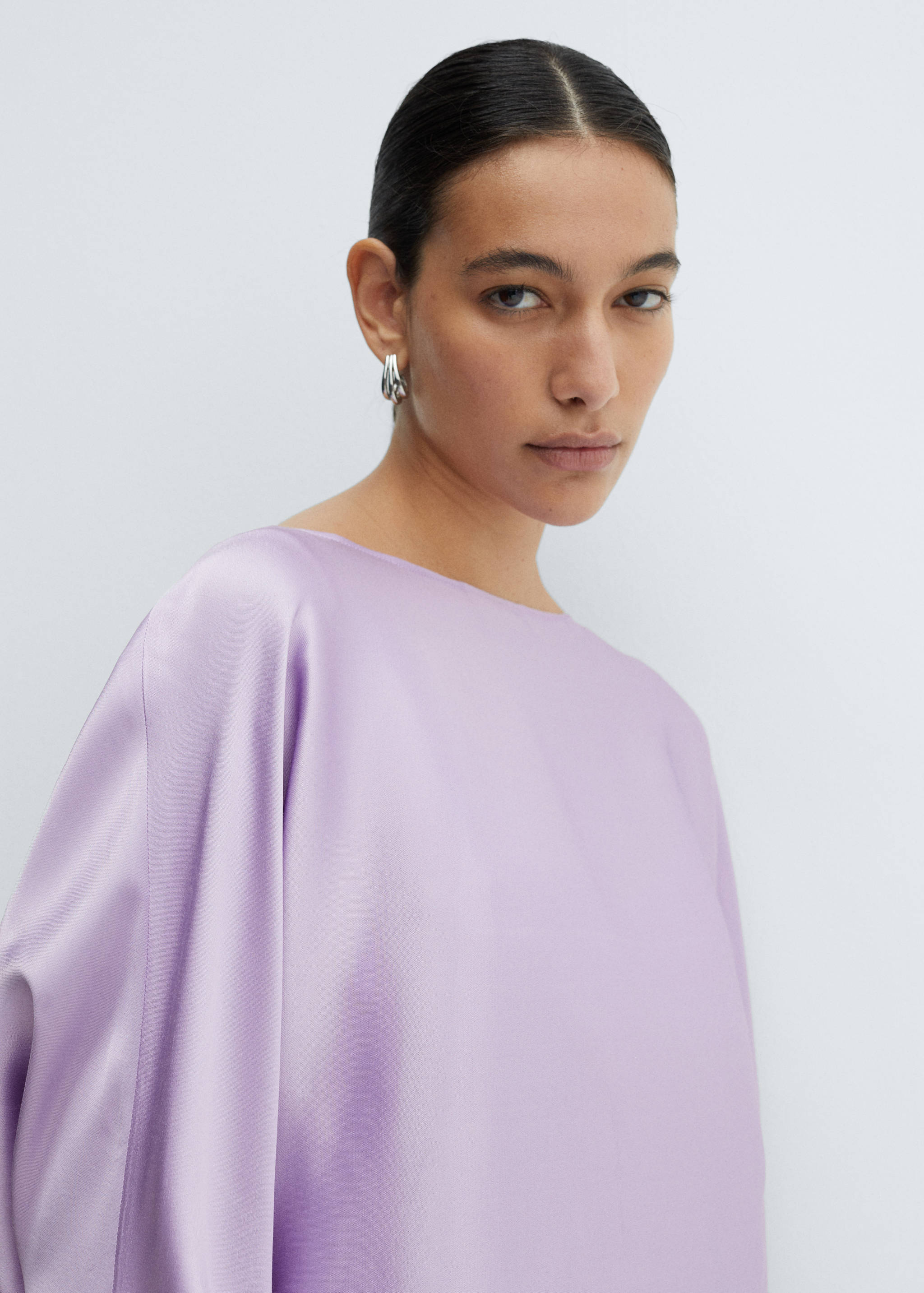 Satin cape-style blouse - Details of the article 1