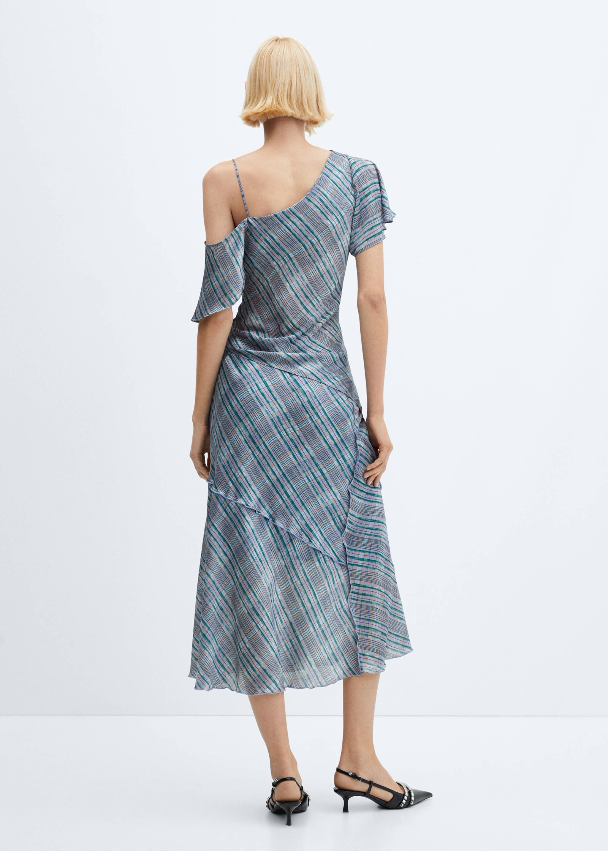Satin check midi-skirt - Reverse of the article