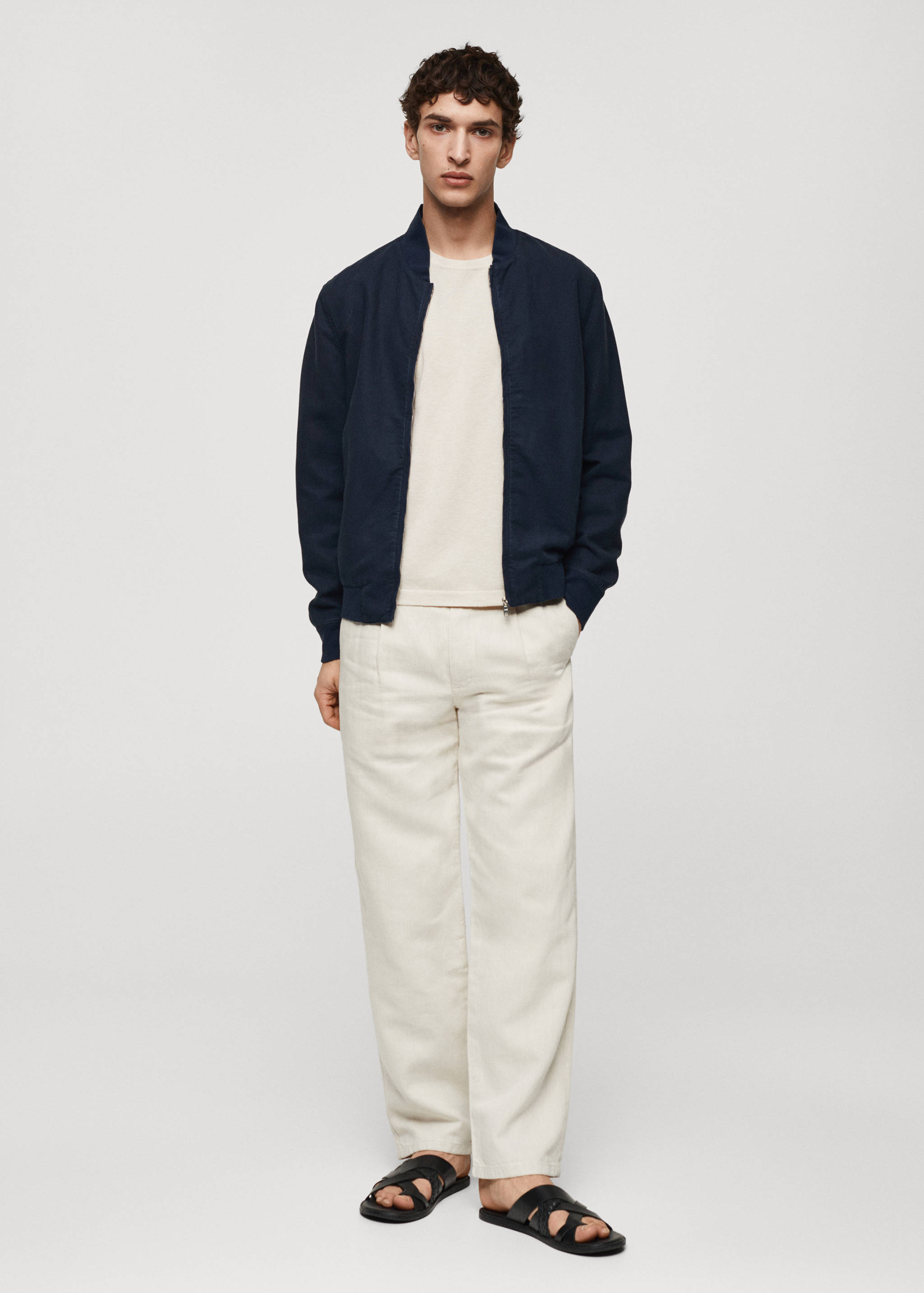 Chaqueta bomber lyocell lino - Plano general