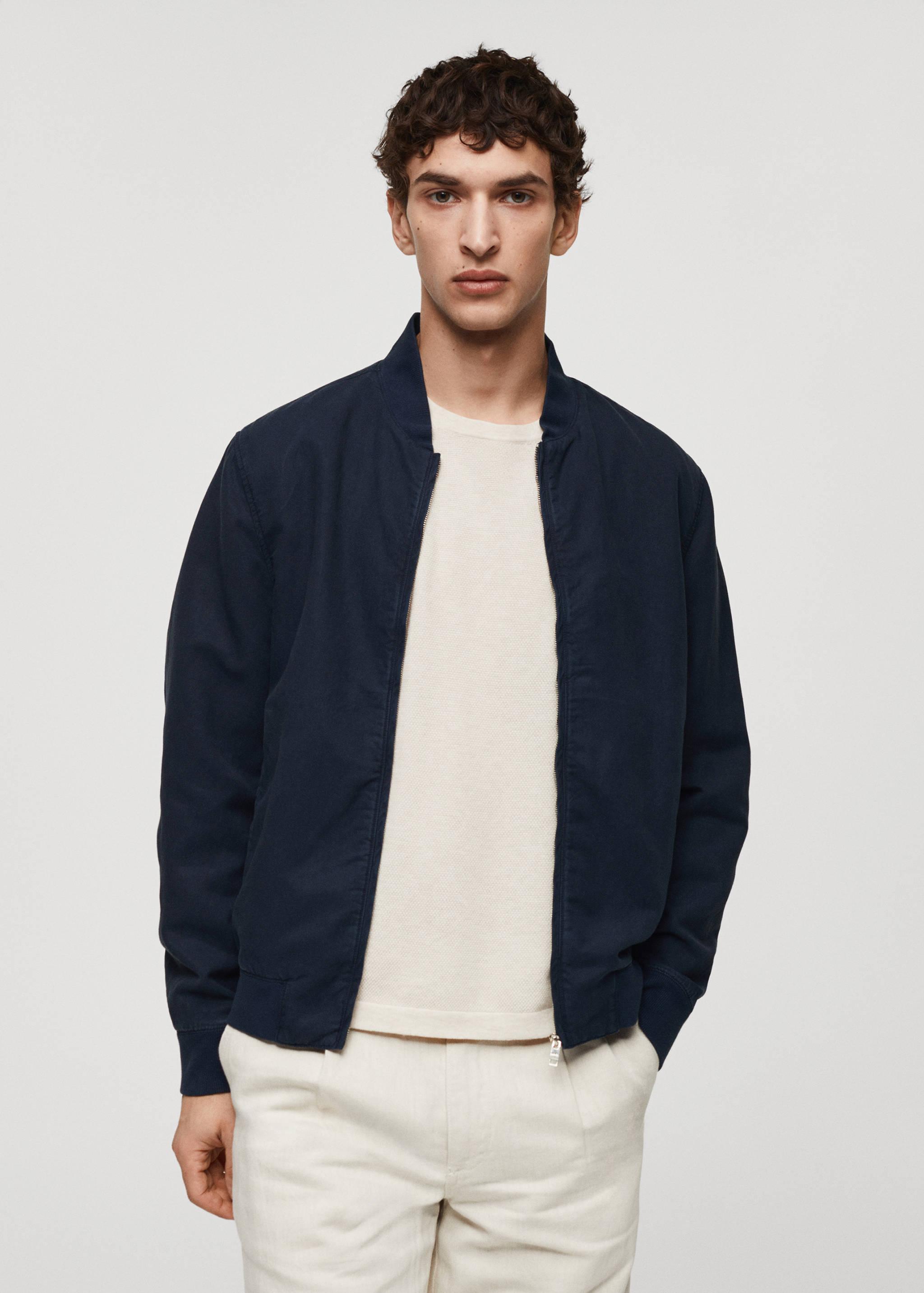 Chaqueta bomber lyocell lino - Plano medio