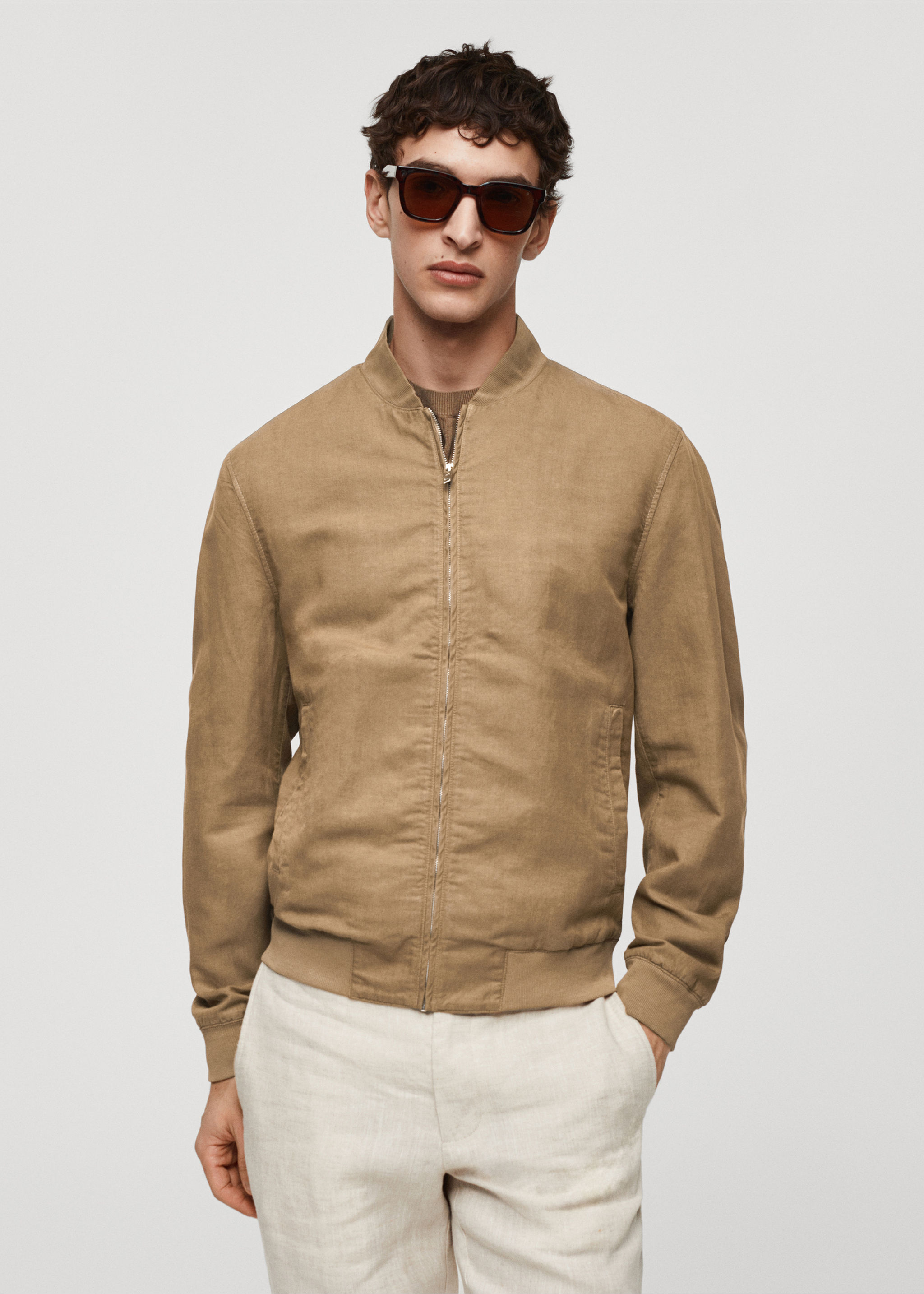 Linen lyocell bomber jacket - Medium plane