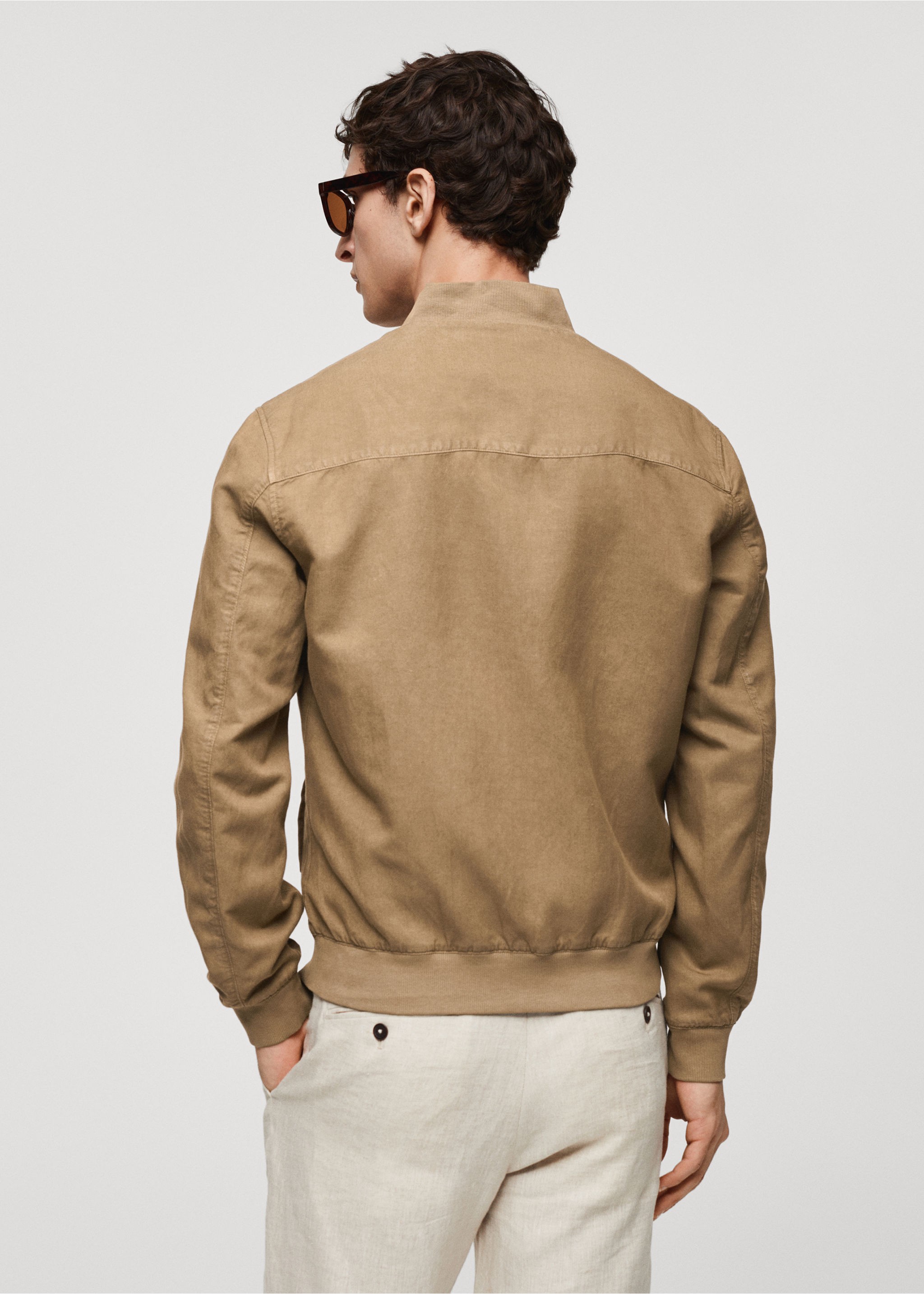 Linen lyocell bomber jacket - Reverse of the article