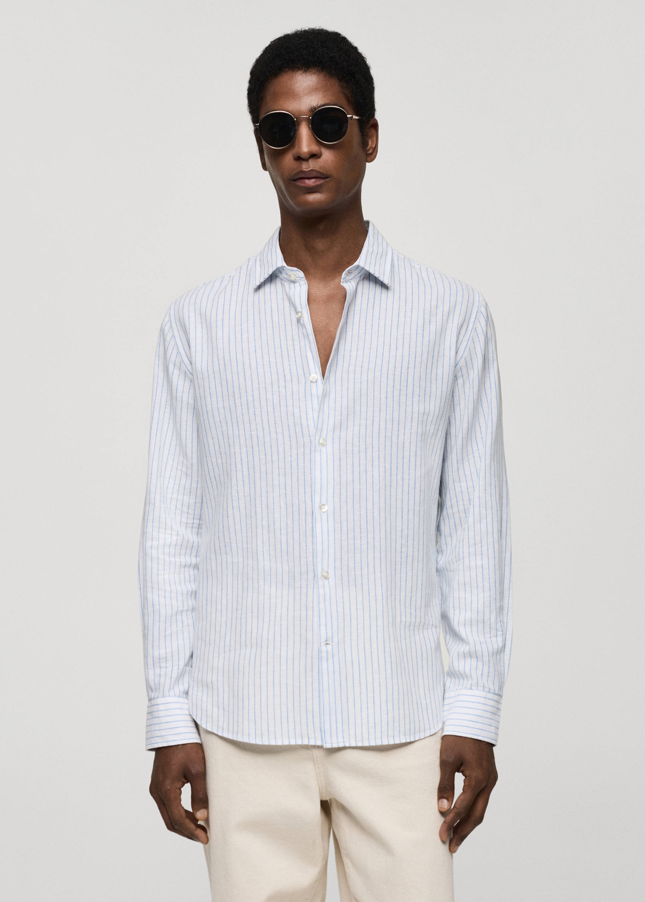 Regular-fit striped linen shirt - Medium plane