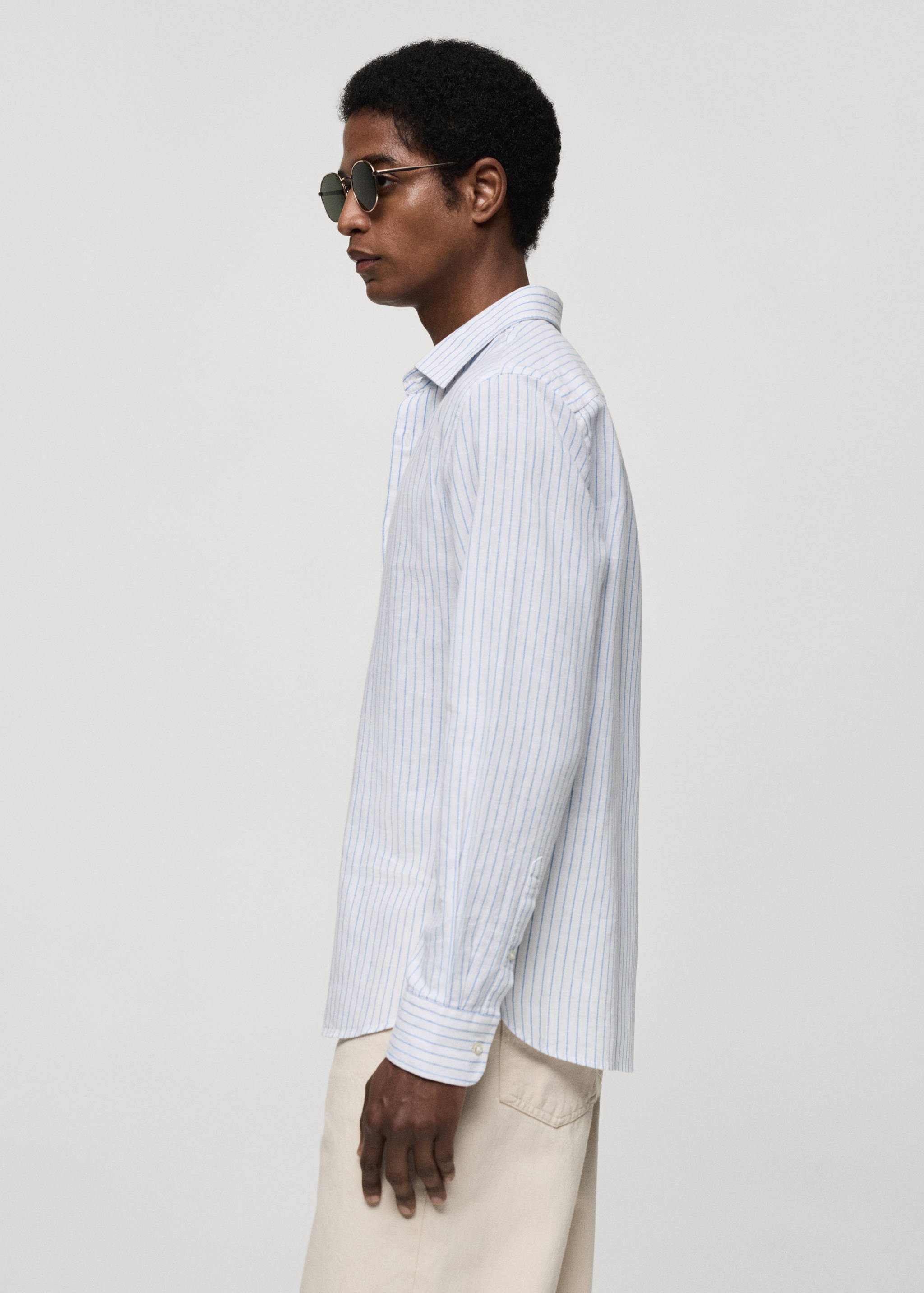 Regular-fit striped linen shirt - Details of the article 2