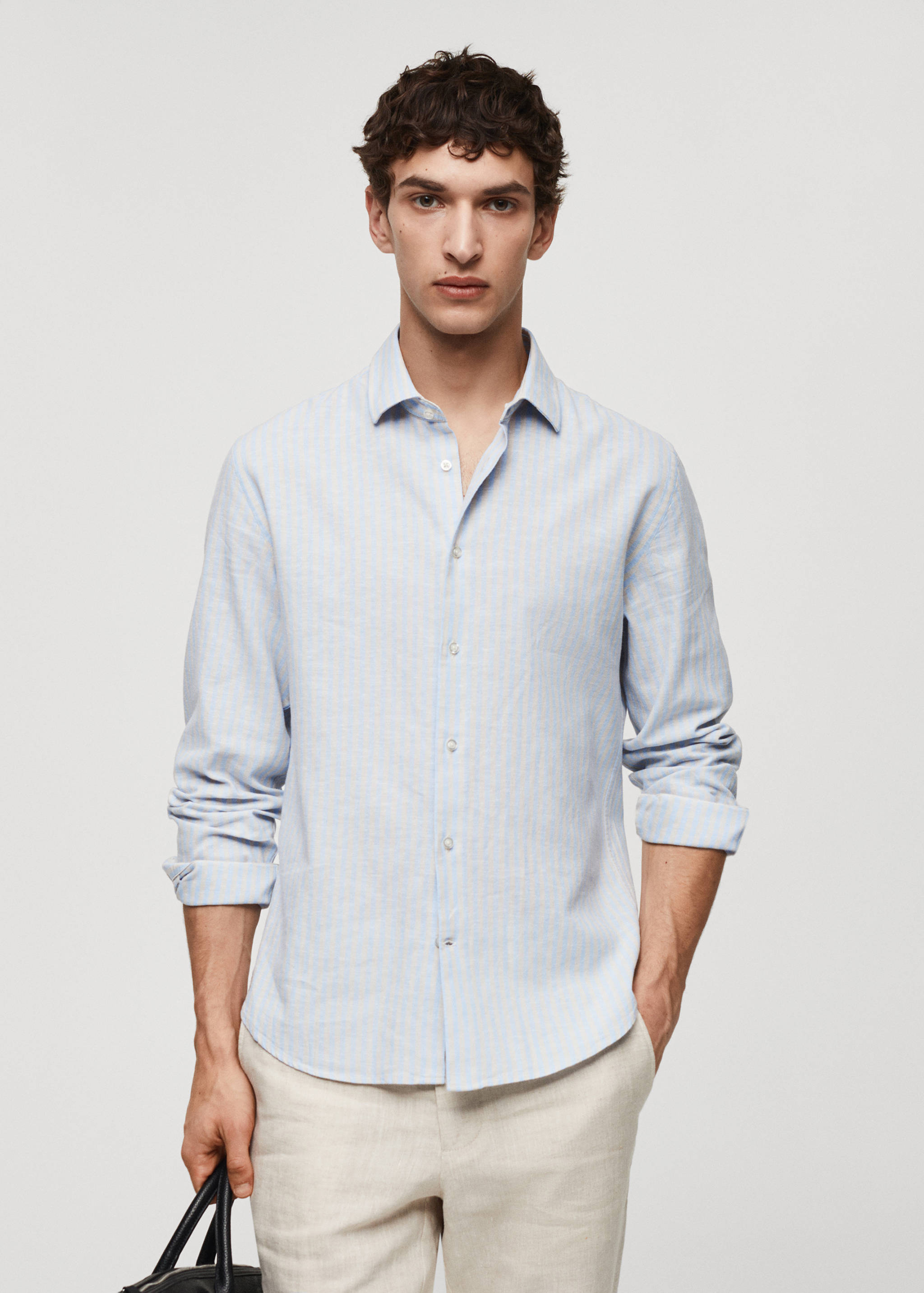 Regular-fit striped linen shirt - Medium plane