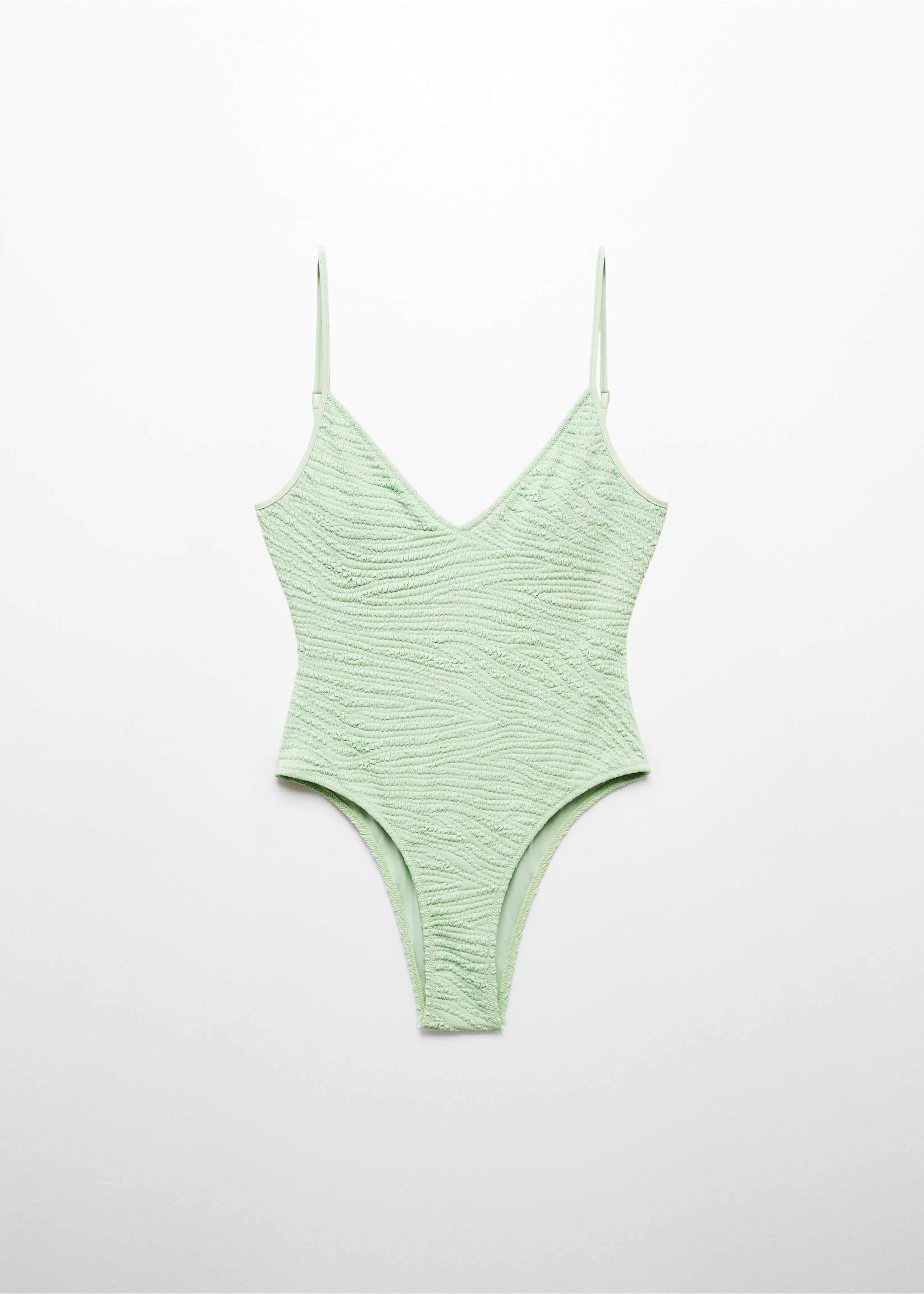 Texturierter Badeanzug mit verstellbaren Trägern - Artikel ohne Model, Türkis. Ref: 67076734-00.