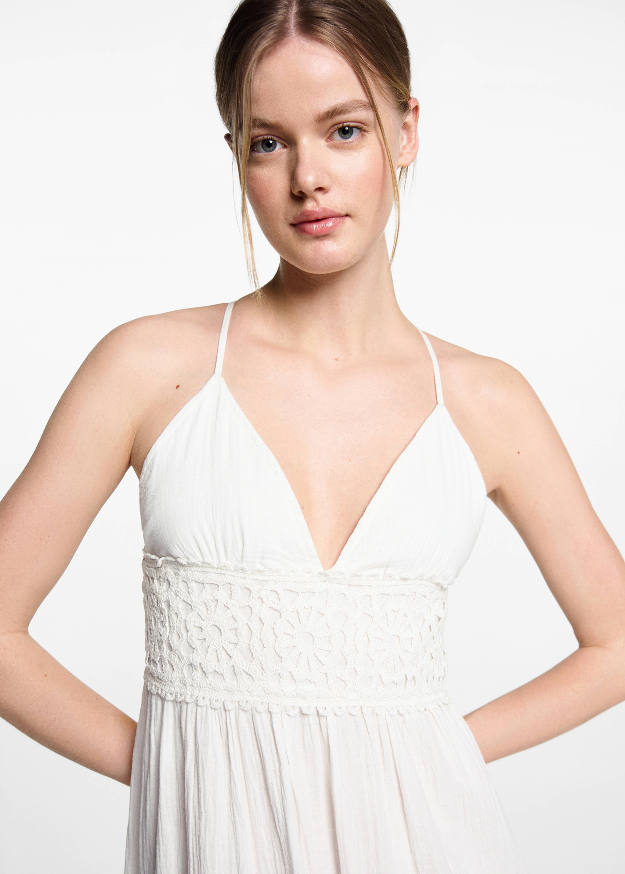 Ruffle embroidered maxi-dress - Details of the article 1