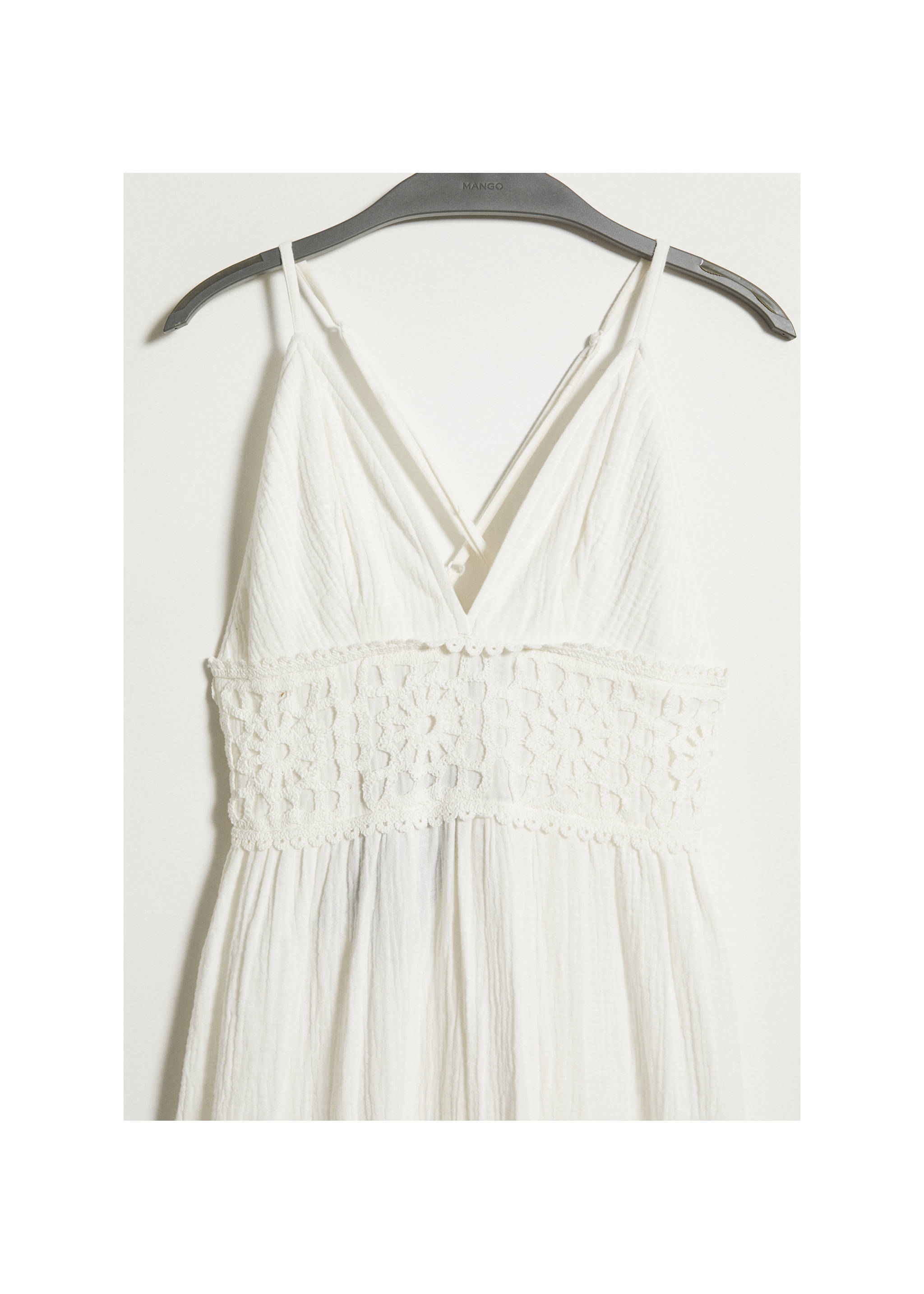 Ruffle embroidered maxi-dress - Details of the article 8, Off White. Ref: 67076737-00.