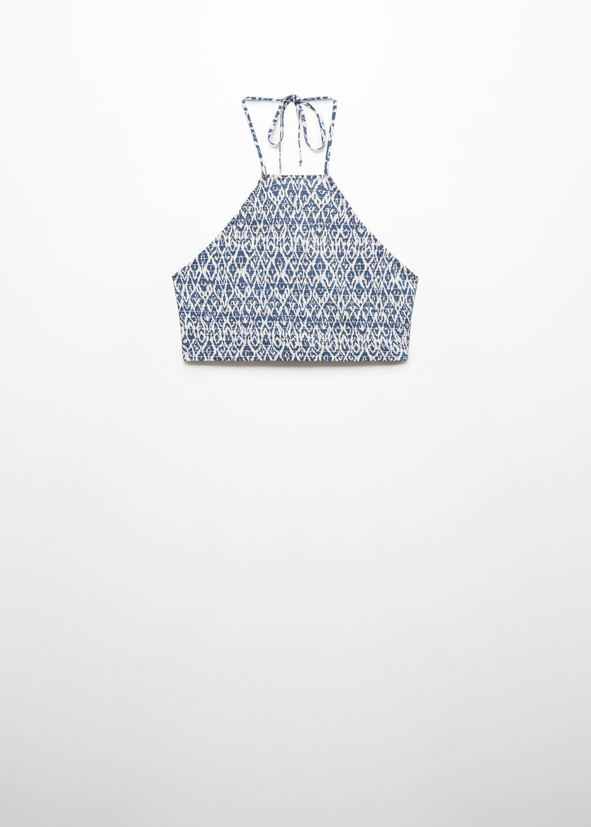 Krótki top z dekoltem halter i nadrukiem - Artykuł bez modela/modelki