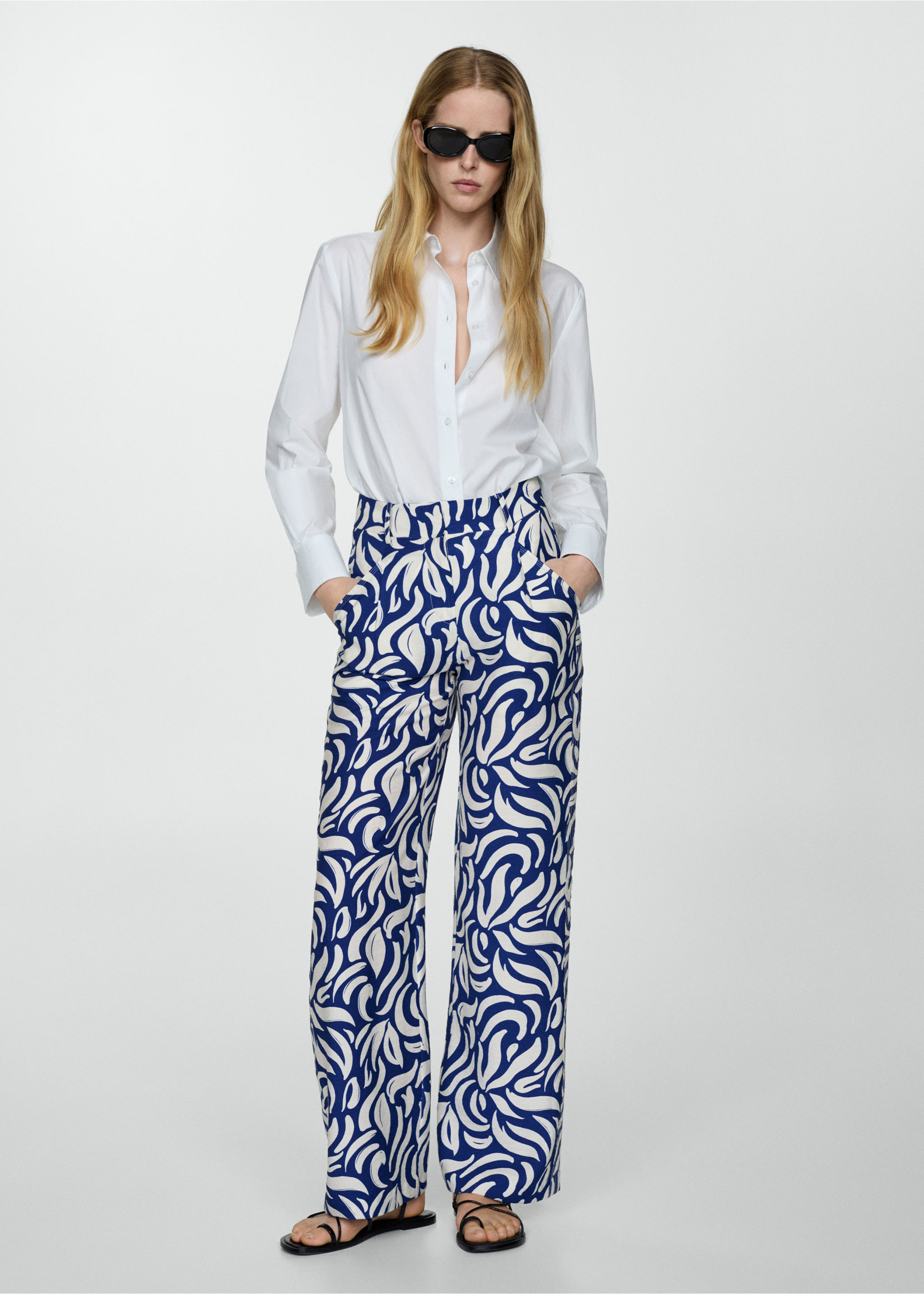 Gemusterte Wideleg-Bundfaltenhose - Allgemeine Ansicht