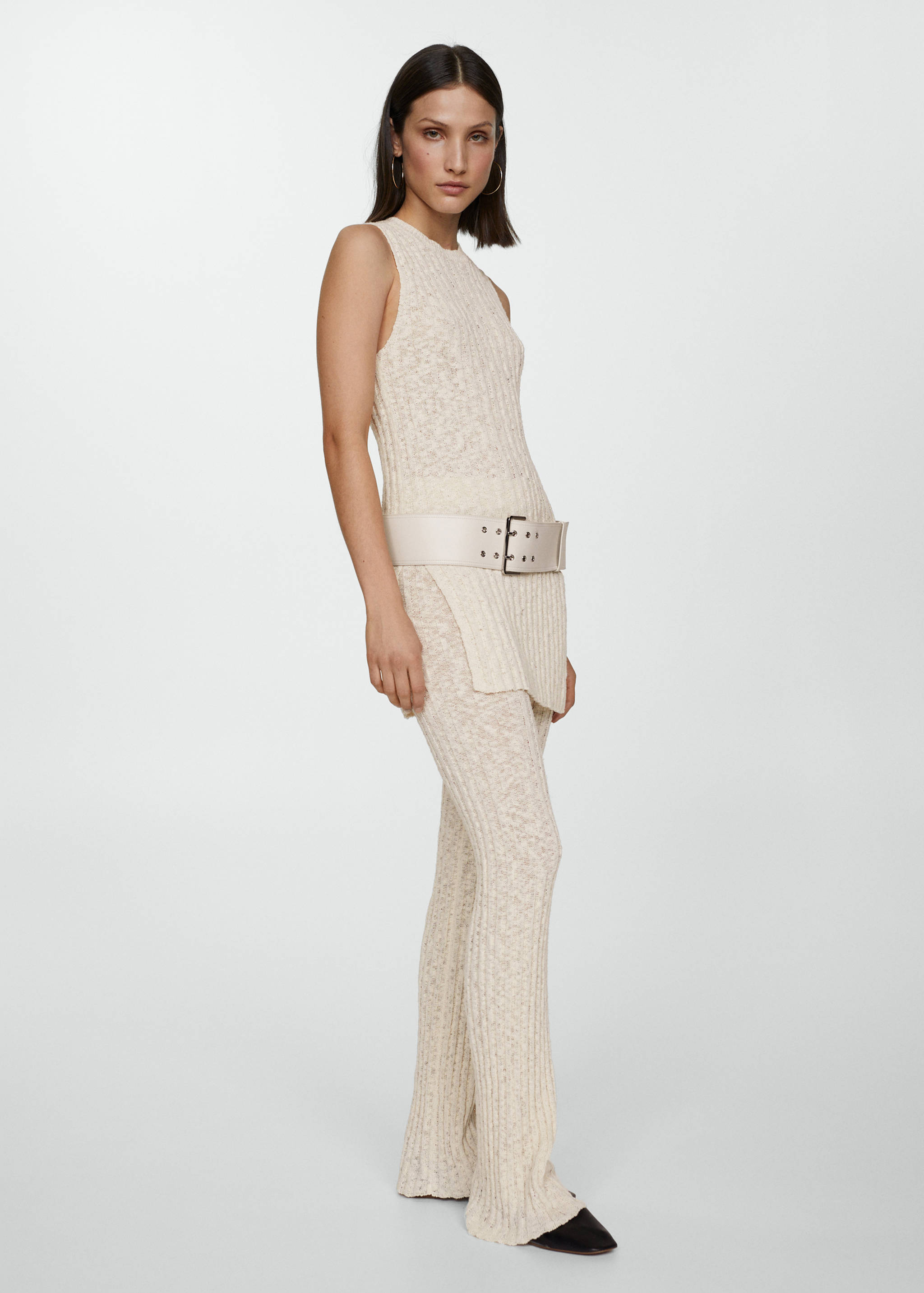 Flared ribbed knitted pants - General plane