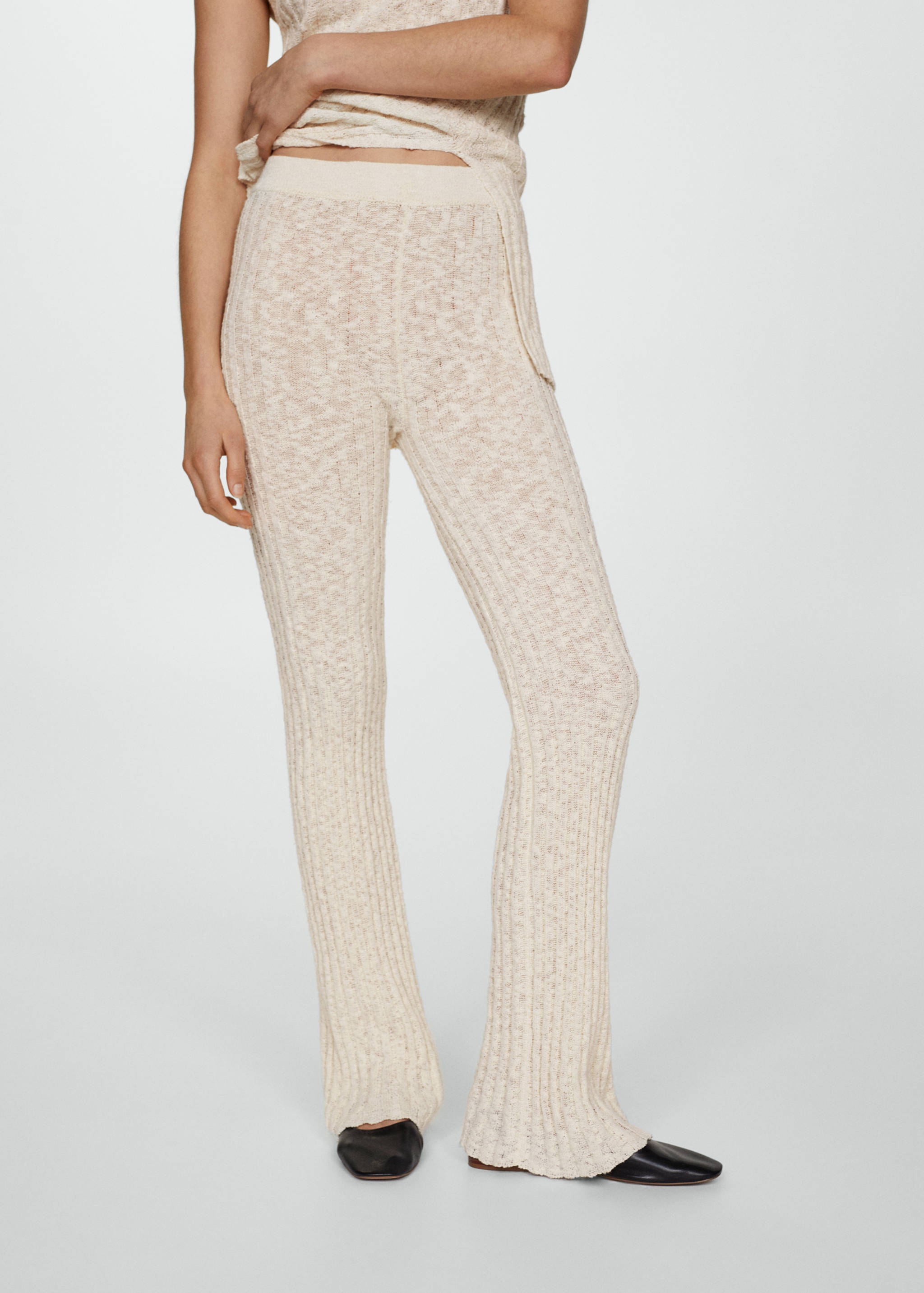 Flared ribbed knitted pants - Medium plane