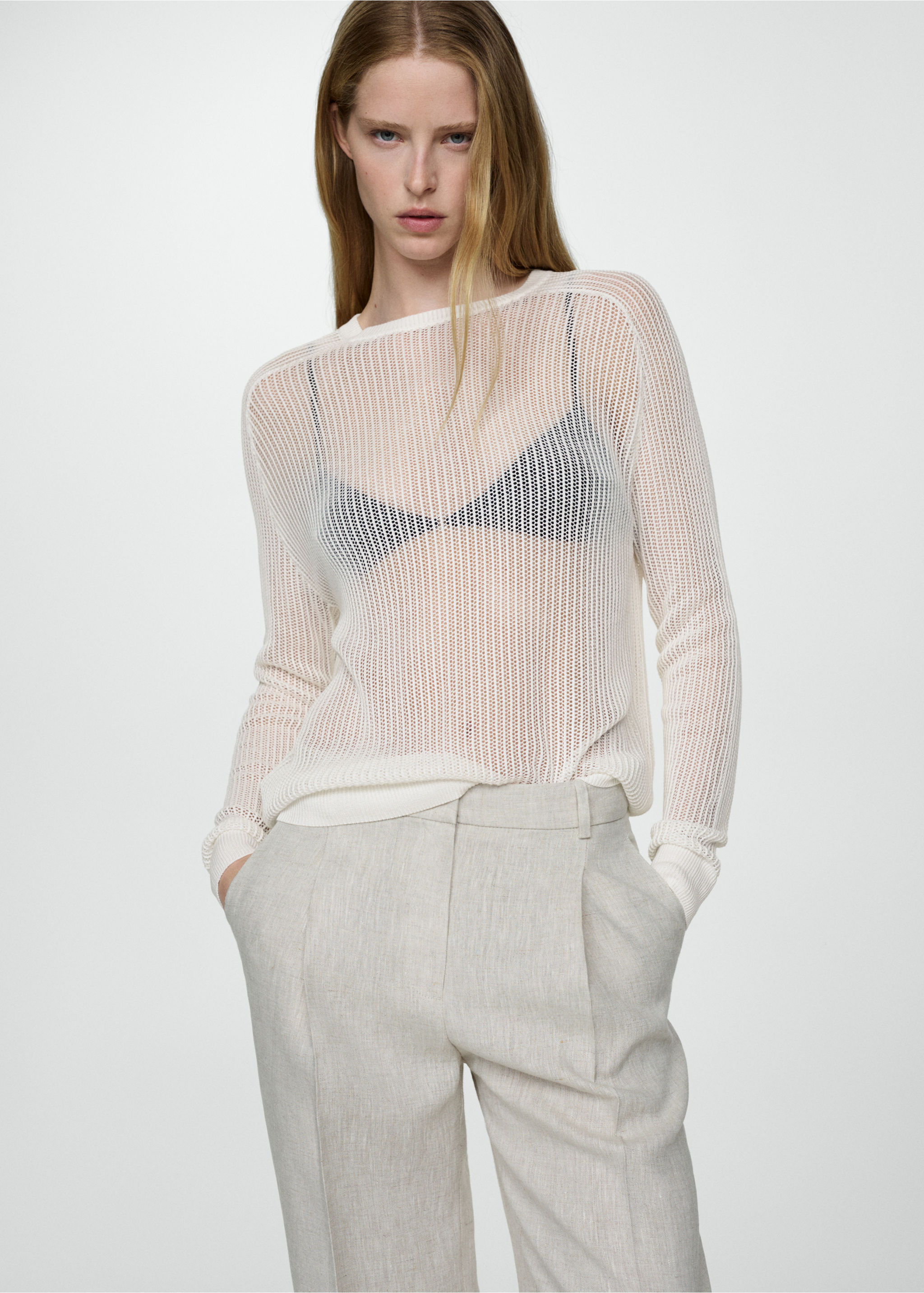 Pull-over semi-transparent maille - Plan moyen