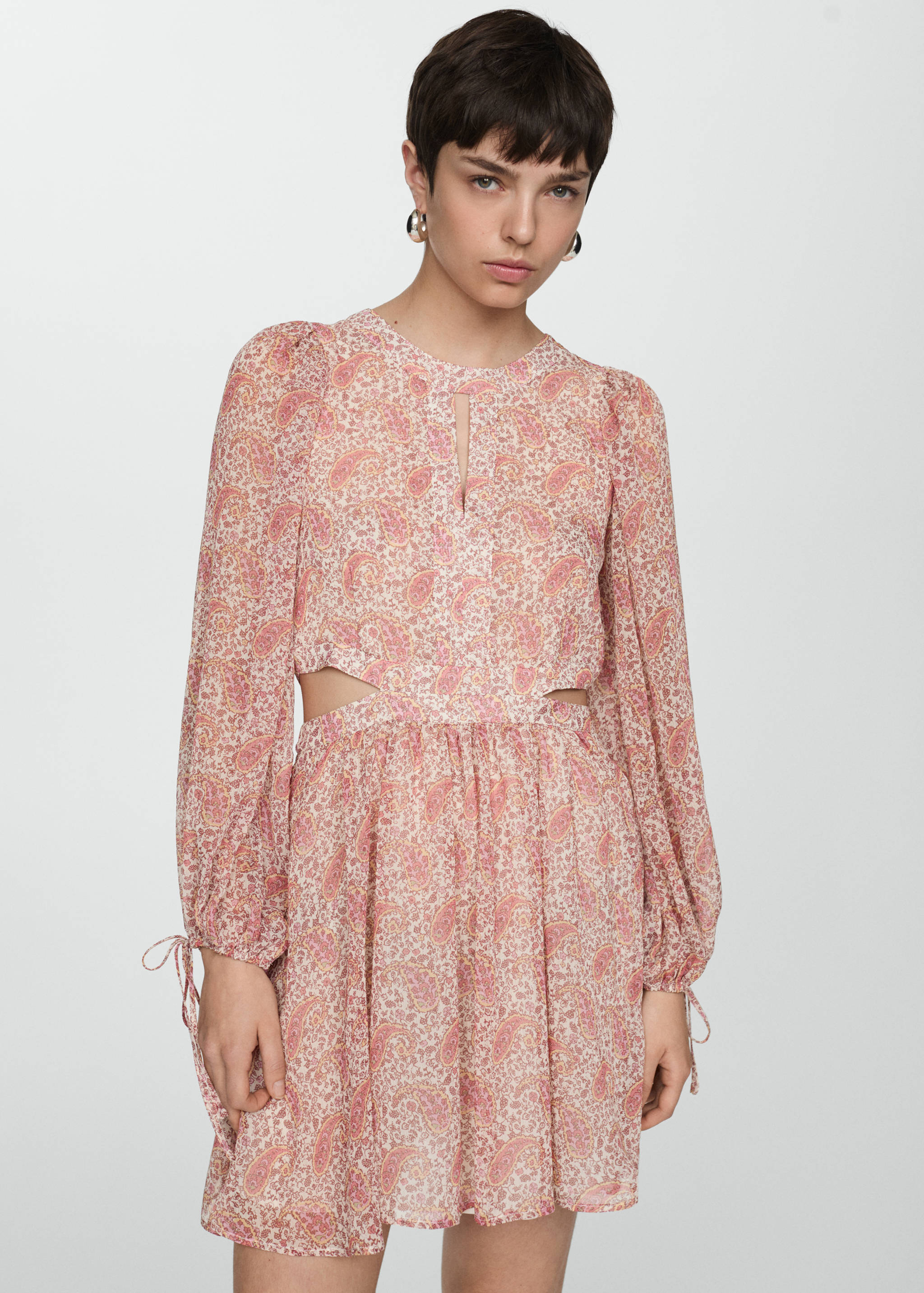 Paisley-Kleid mit Schlitzen - Mittlere Ansicht