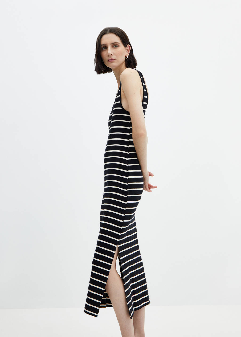 cut out striped dress Lahive APHRODITE Stripe Cutoout Dress - Grey