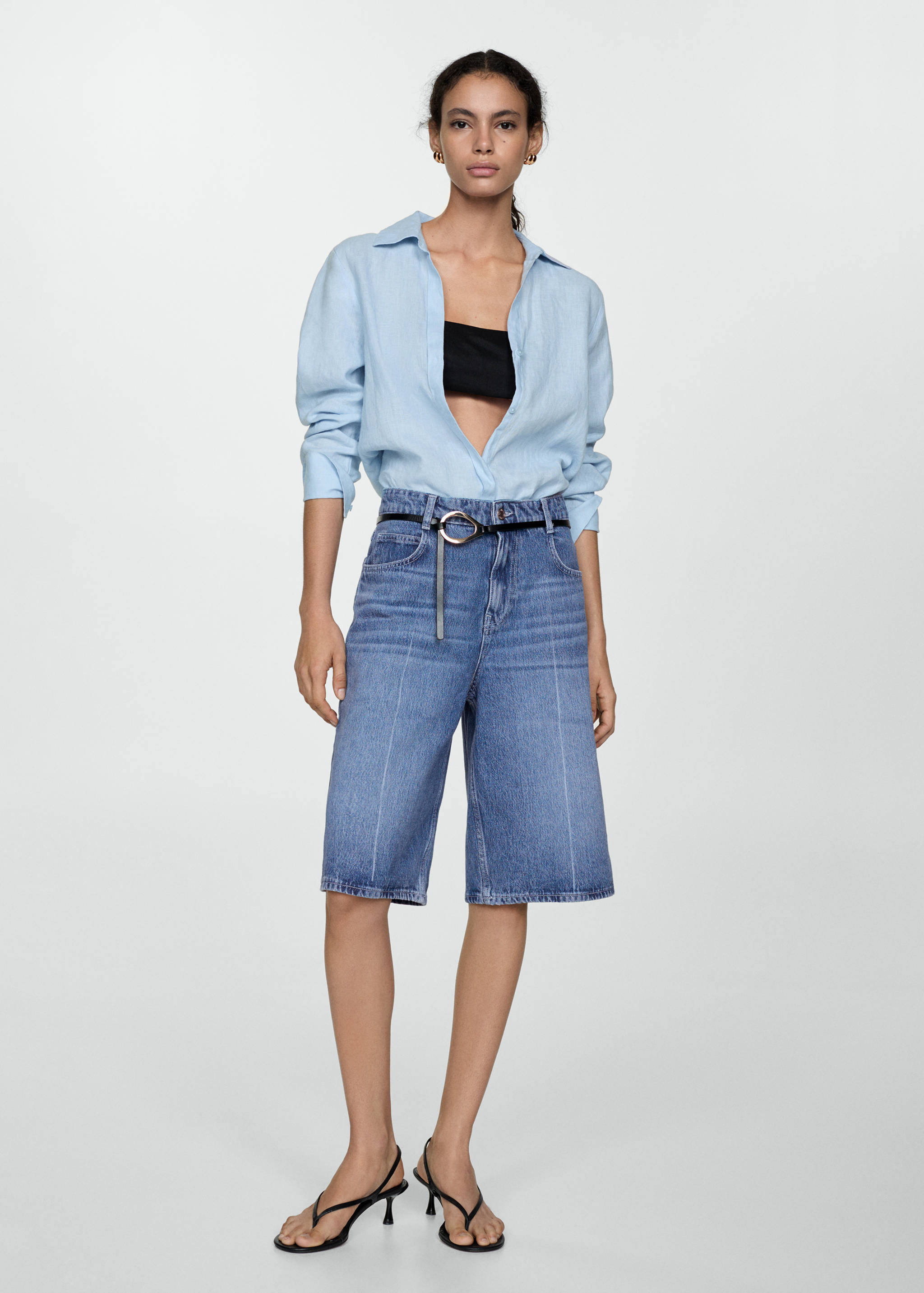 Straight-fit denim bermuda shorts - General plane