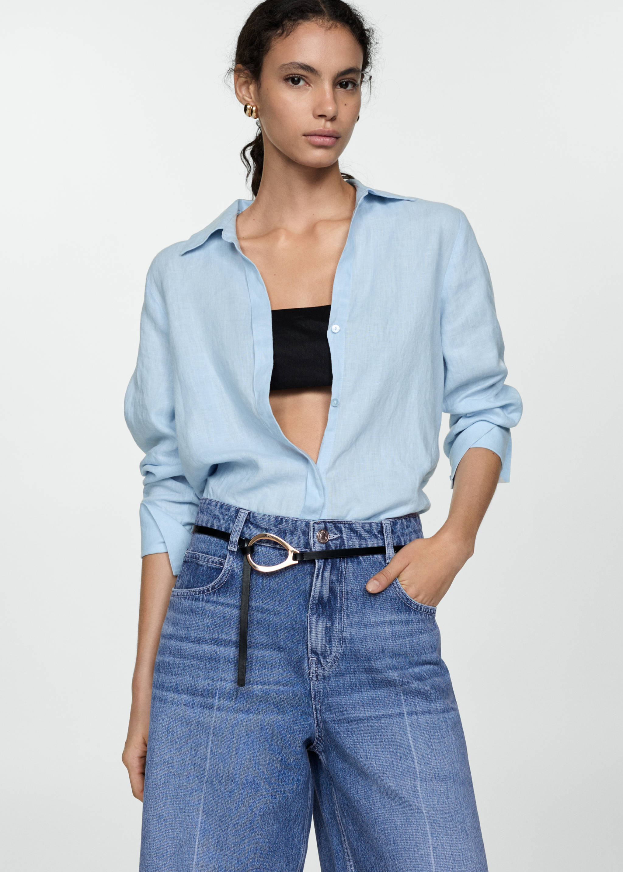 Straight-fit denim bermuda shorts - Details of the article 1