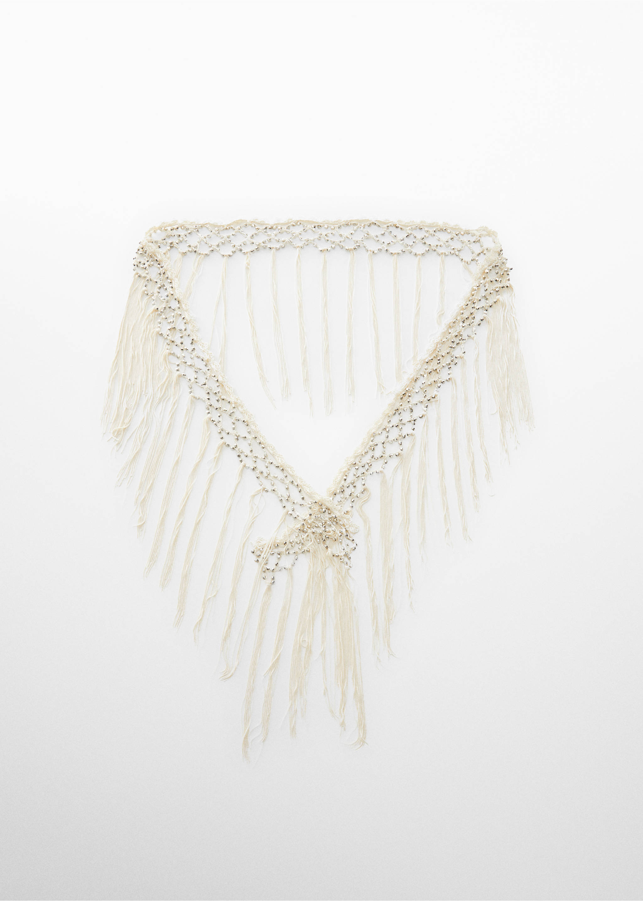 Scarf with beaded detail - Article without model, Ecru. Ref: 67077685-00.