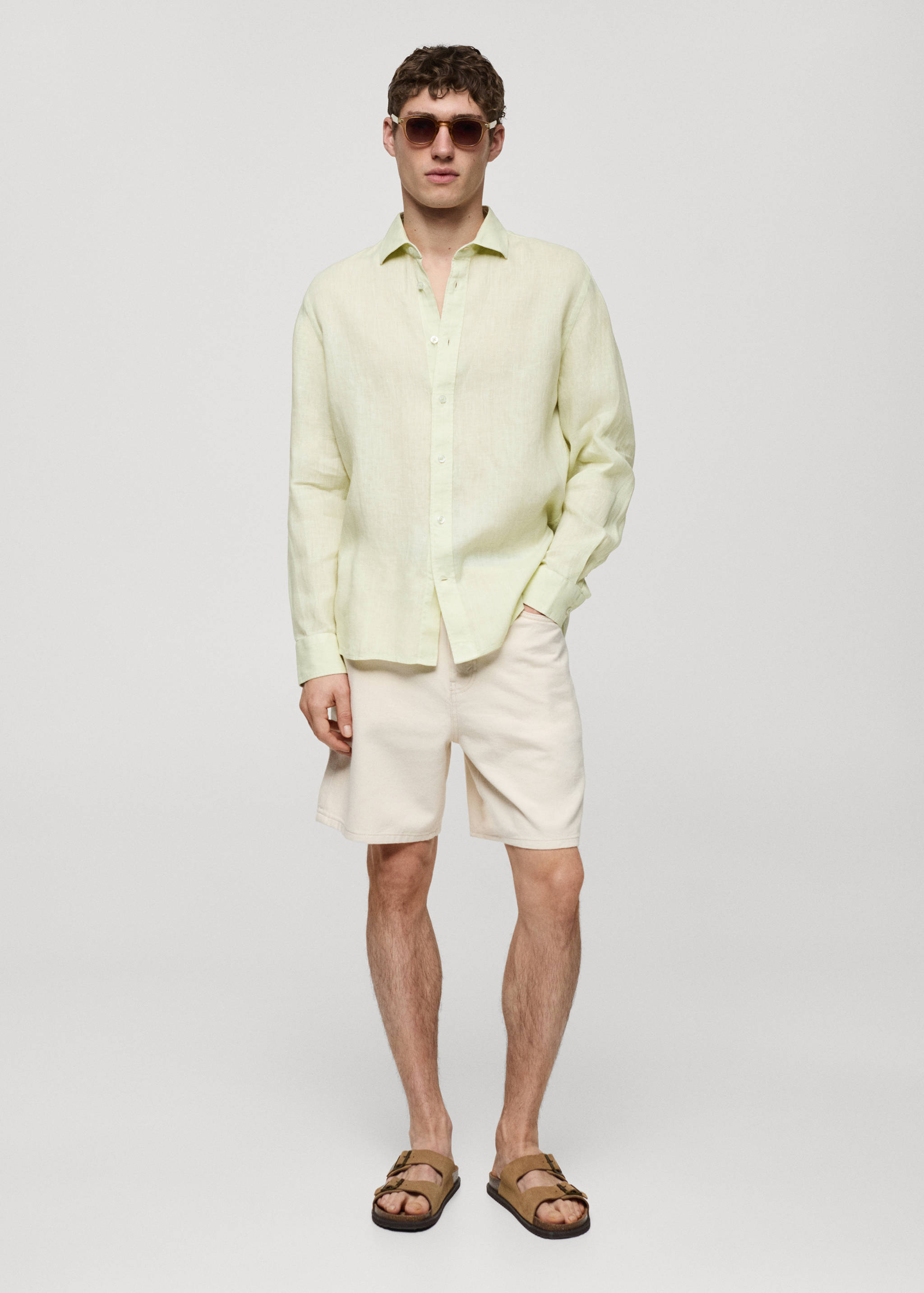 Classic fit 100% linen shirt - General plane