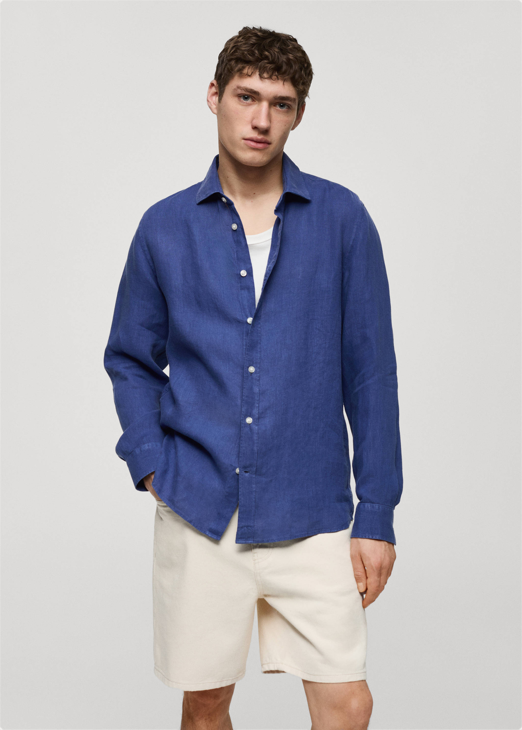 Classic fit 100% linen shirt - Medium plane