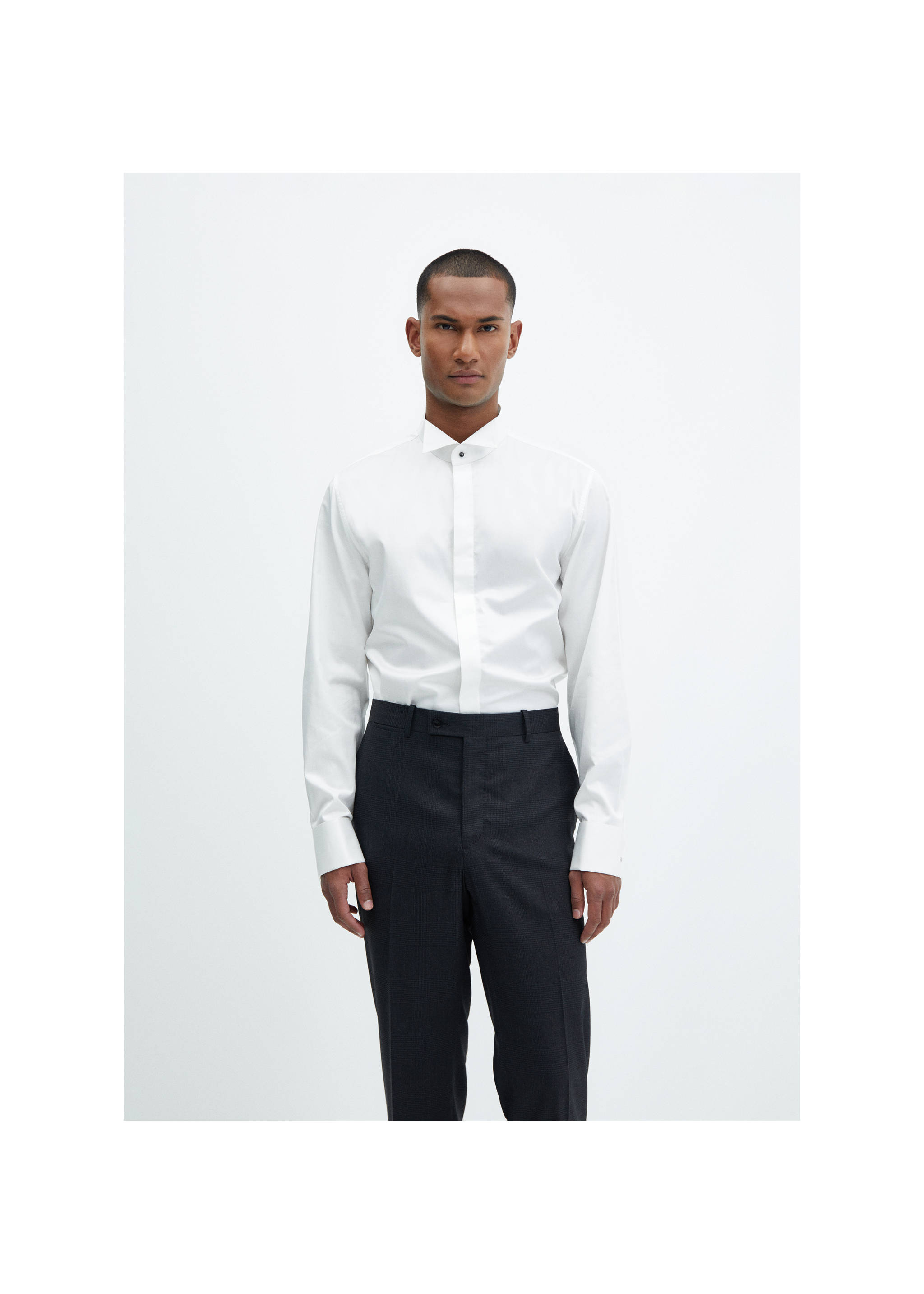 Slim-fit tuxedo shirt - Medium plane, White. Ref: 67077691-00.