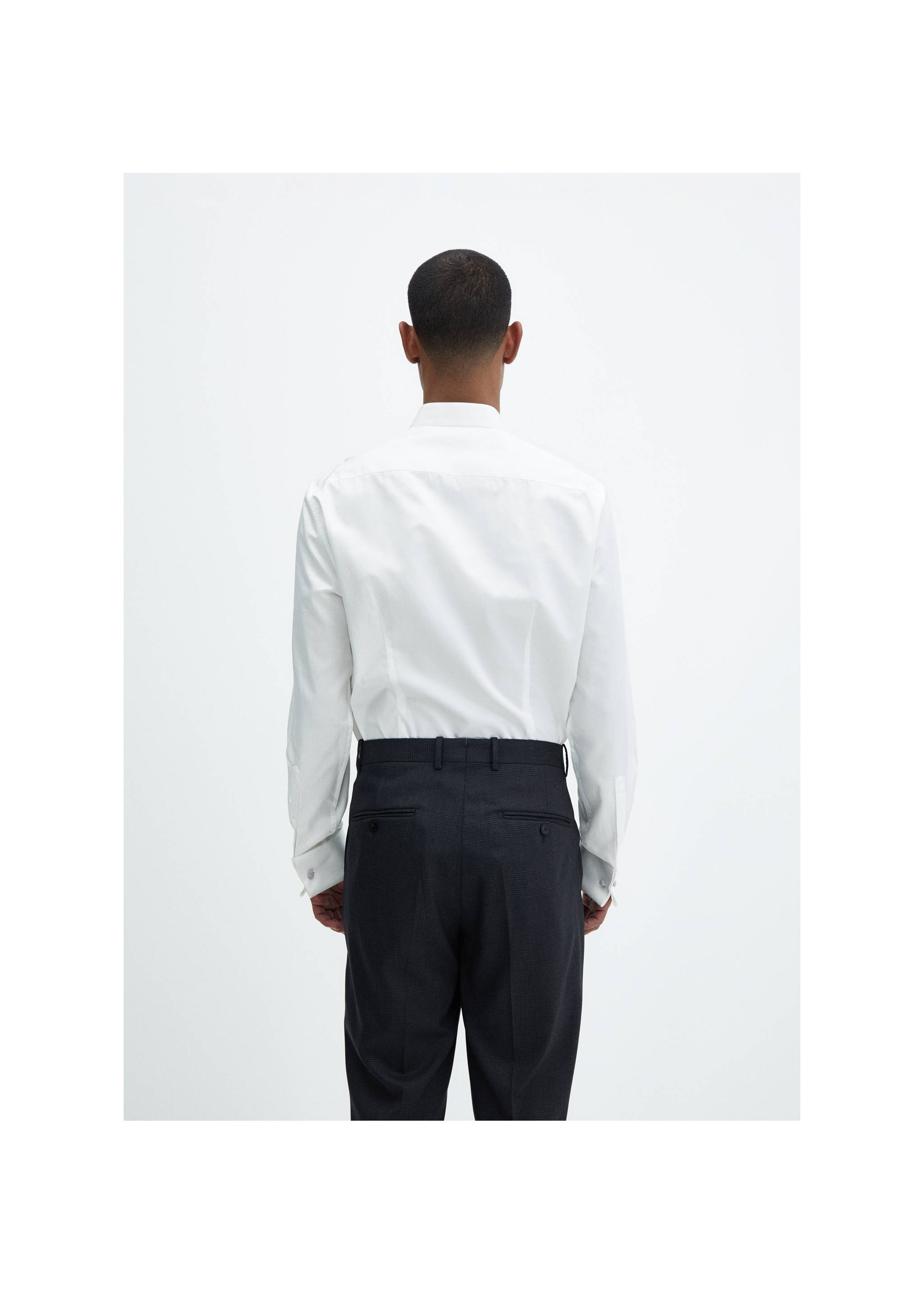 Slim-fit tuxedo shirt - Reverse of the article, White. Ref: 67077691-00.