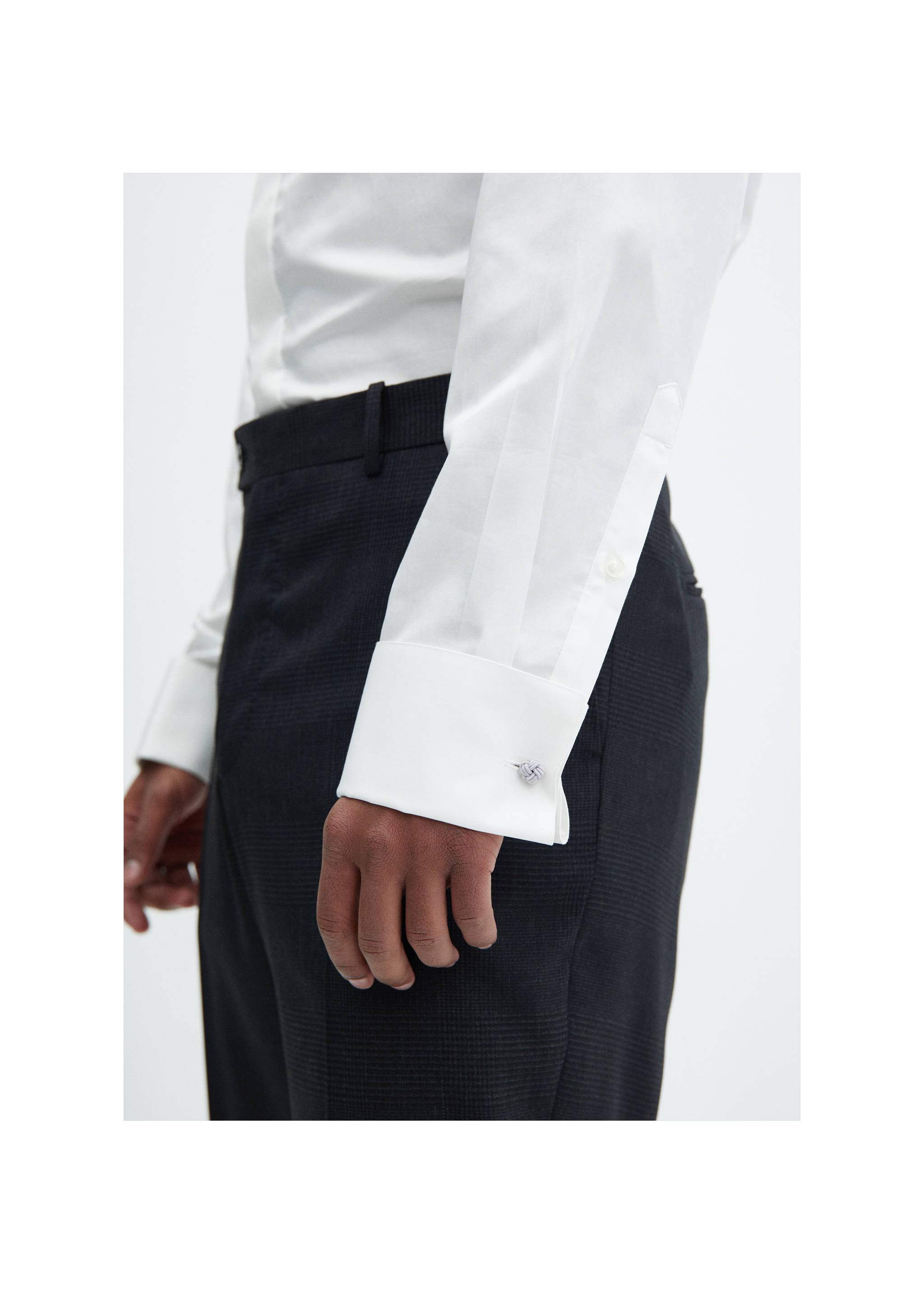 Slim-fit tuxedo shirt - Details of the article 1, White. Ref: 67077691-00.
