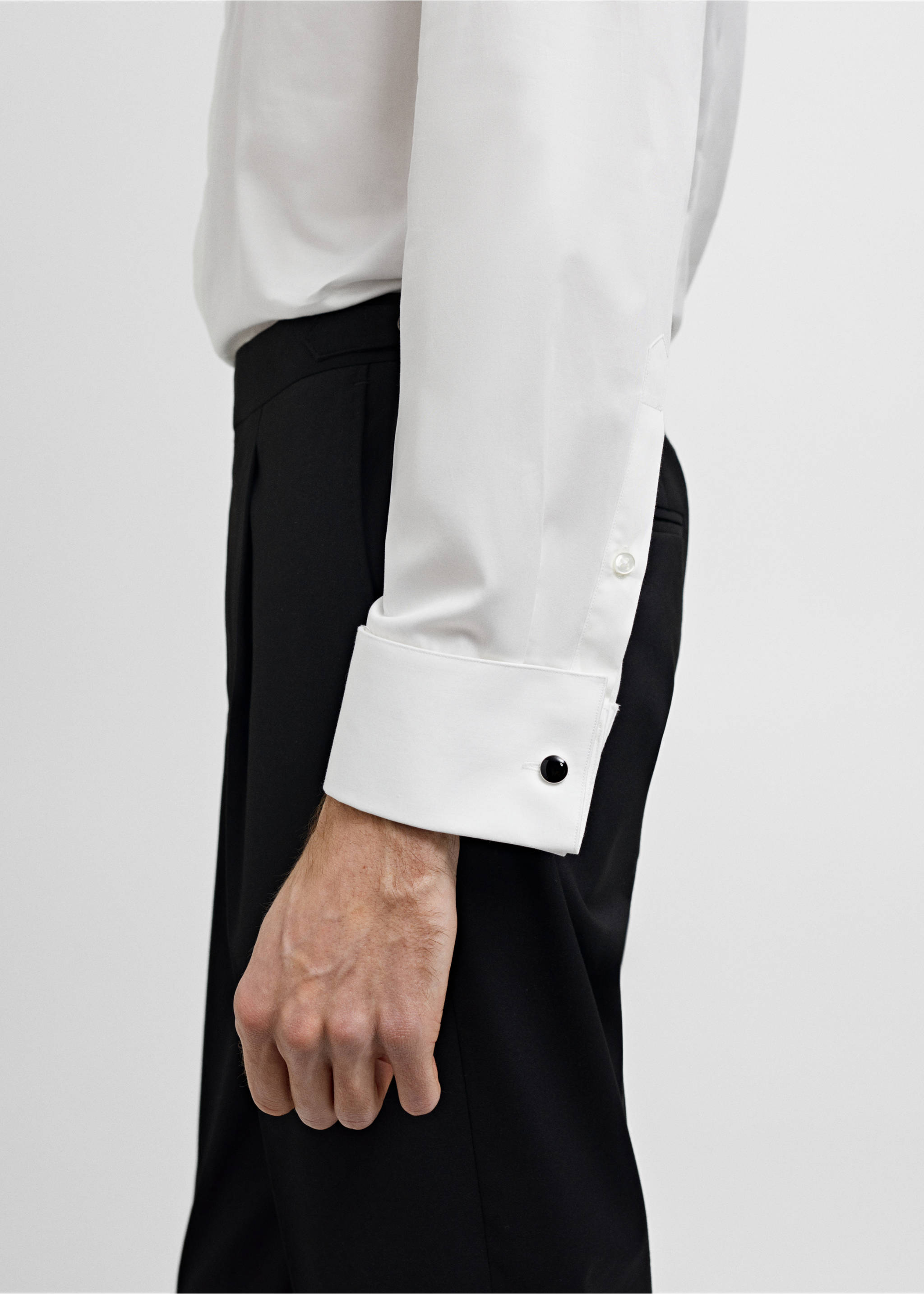 Slim-fit tuxedo shirt - Details of the article 4, White. Ref: 67077691-00.