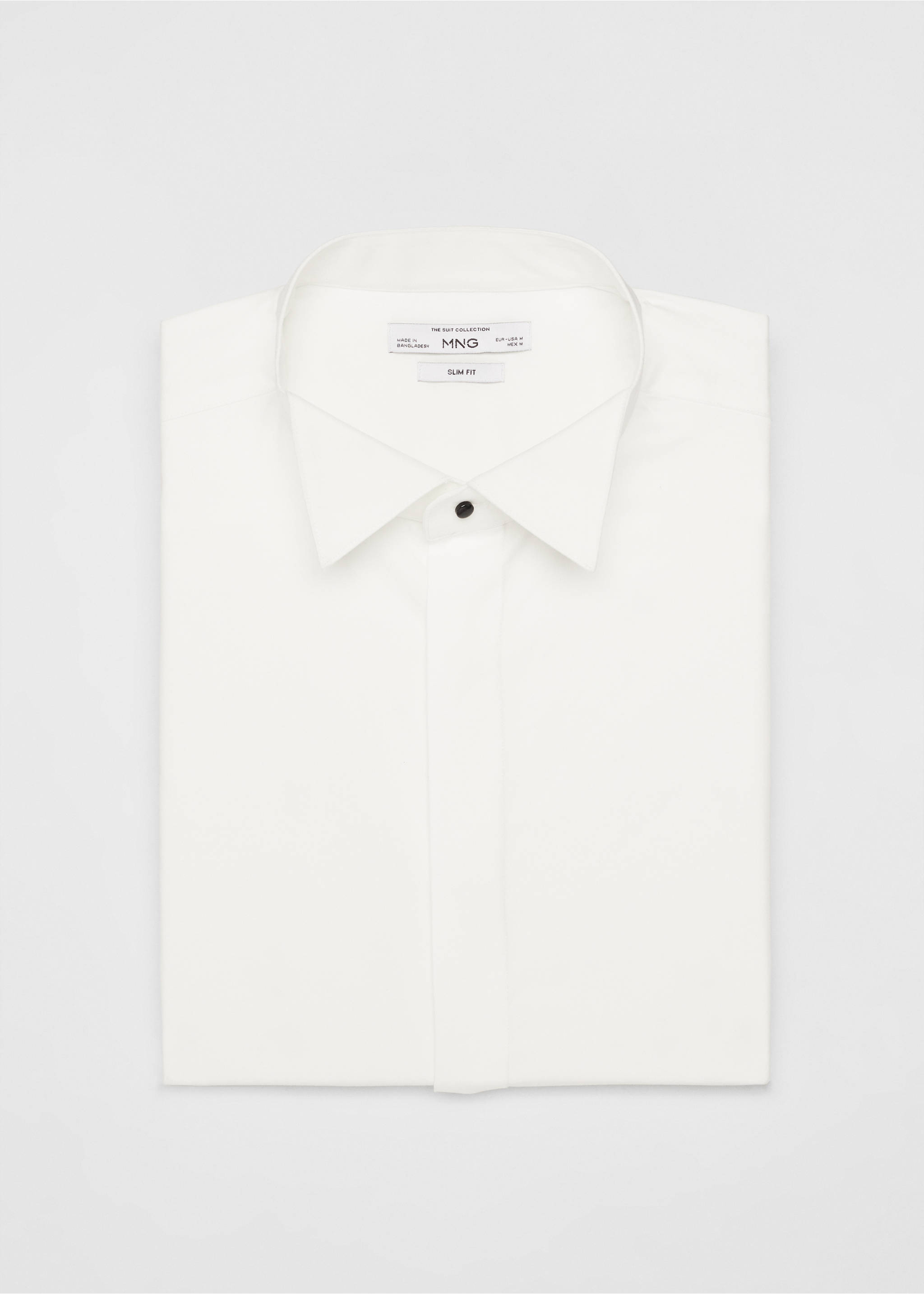 Slim-fit tuxedo shirt - Details of the article 8, White. Ref: 67077691-00.
