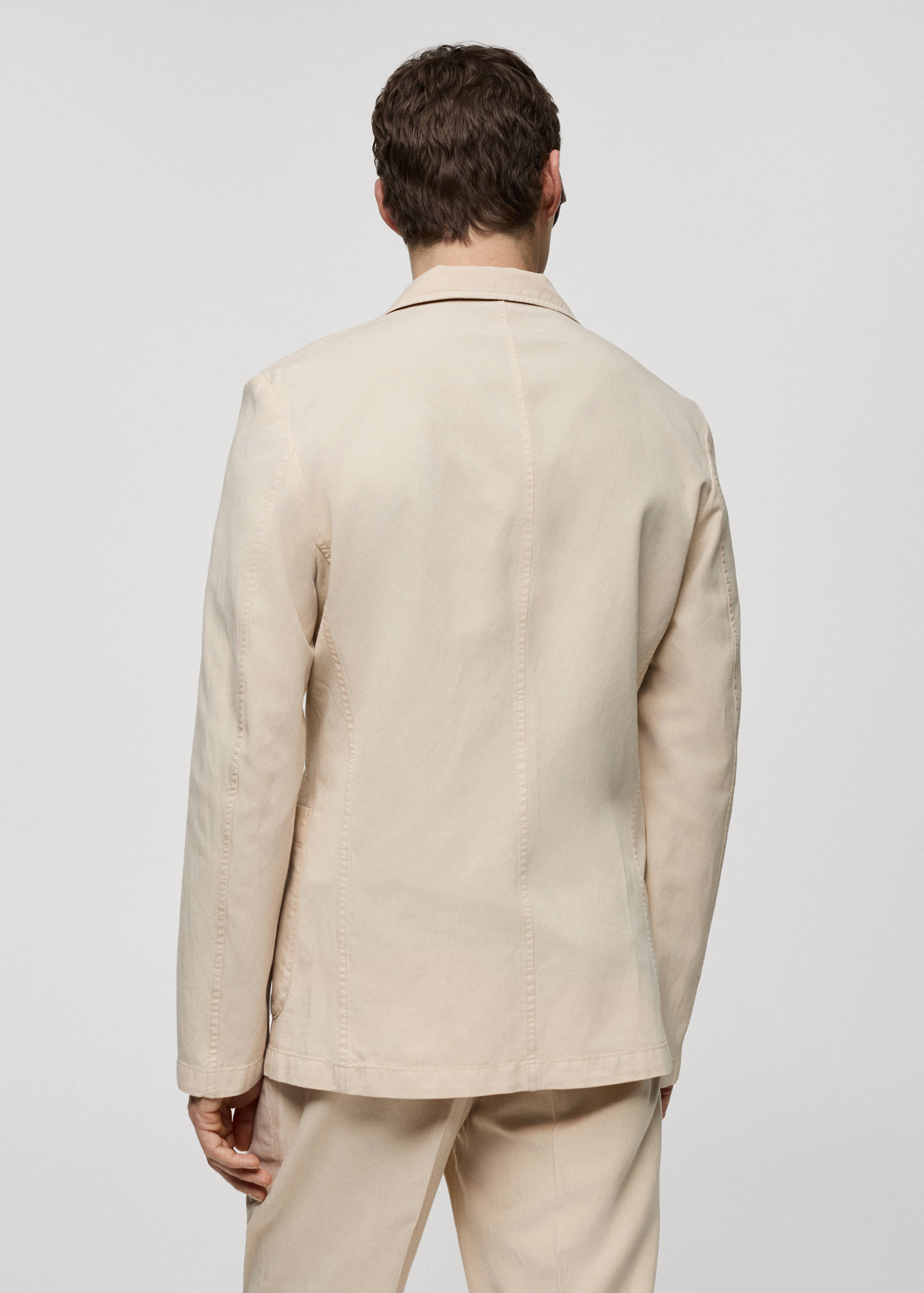 Slim fit linen cotton-blend blazer - Reverse of the article