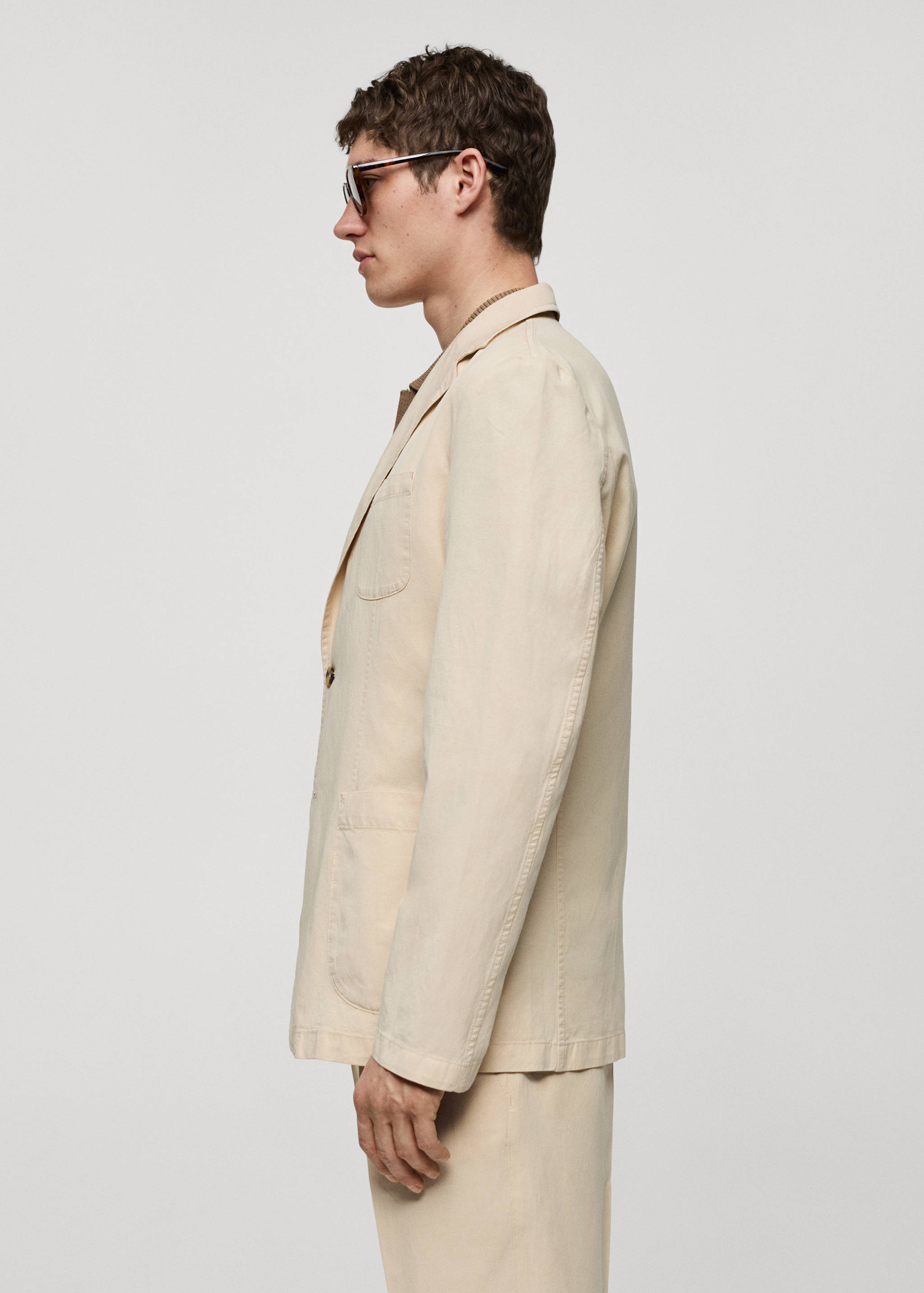 Slim fit linen cotton-blend blazer - Details of the article 2