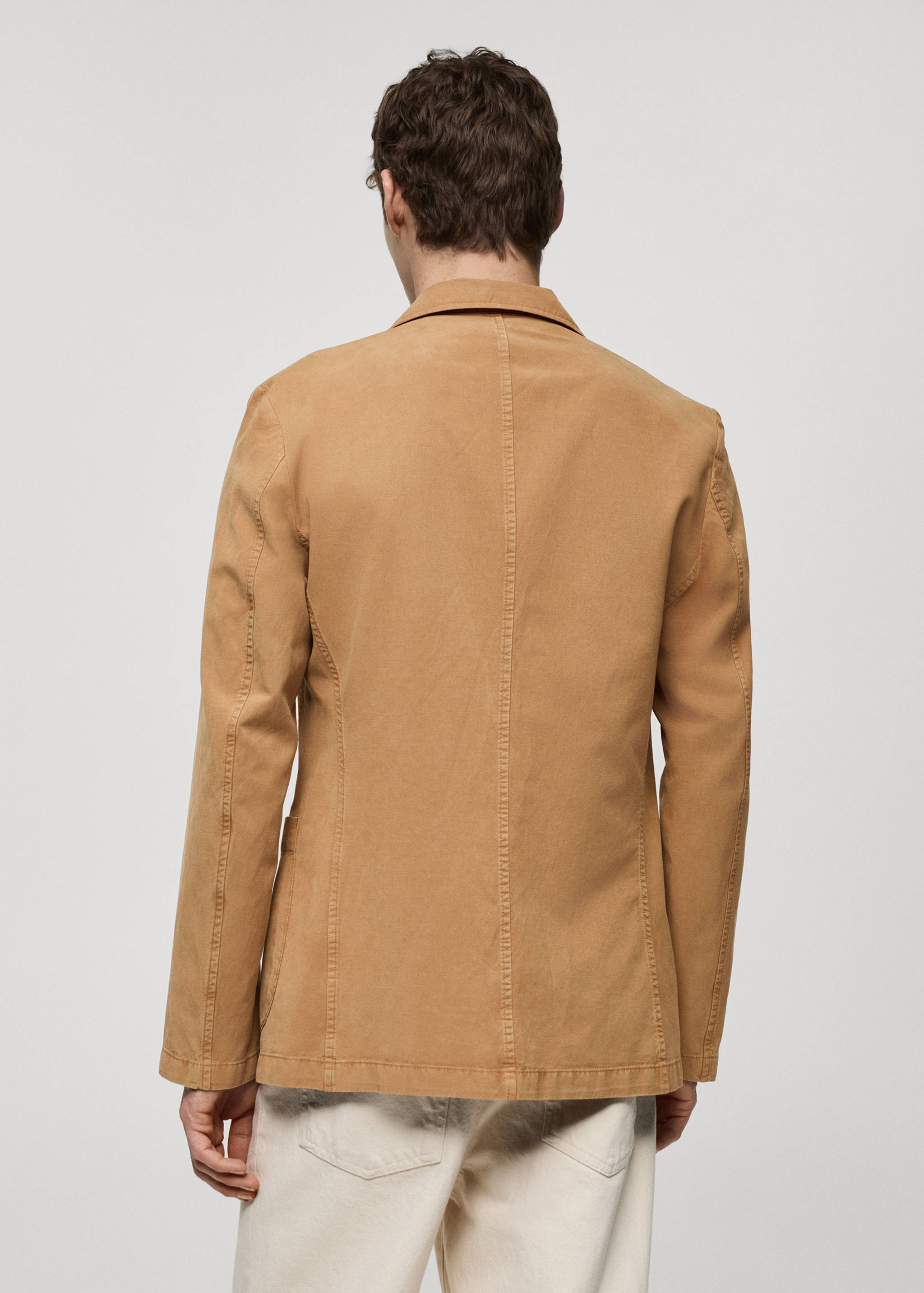 Slim fit linen cotton-blend blazer - Reverse of the article